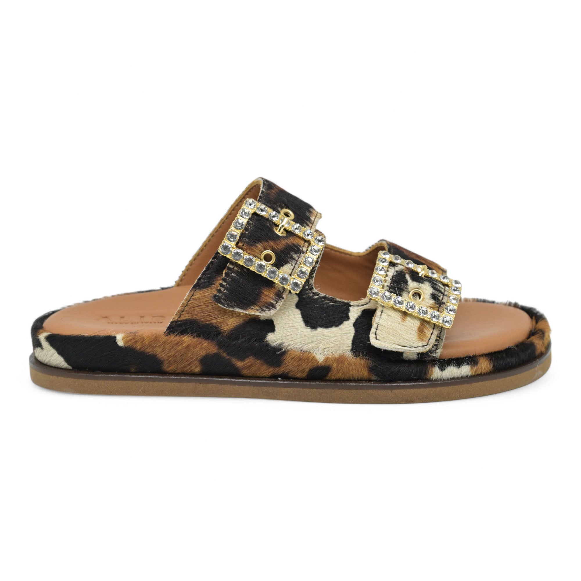 Alibi Greta Παντόφλες με Στρας - Εκρού με Καφέ