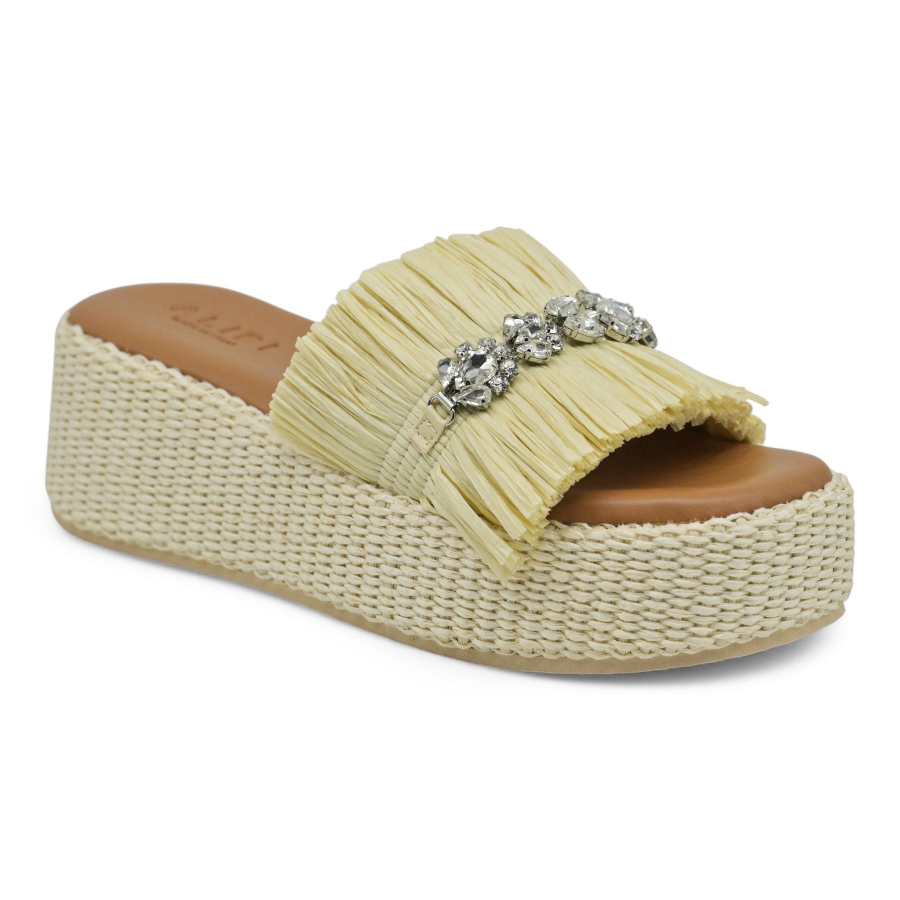 Alibi Olympia Πλατφόρμες Slides με Ψάθα - Πέρλα