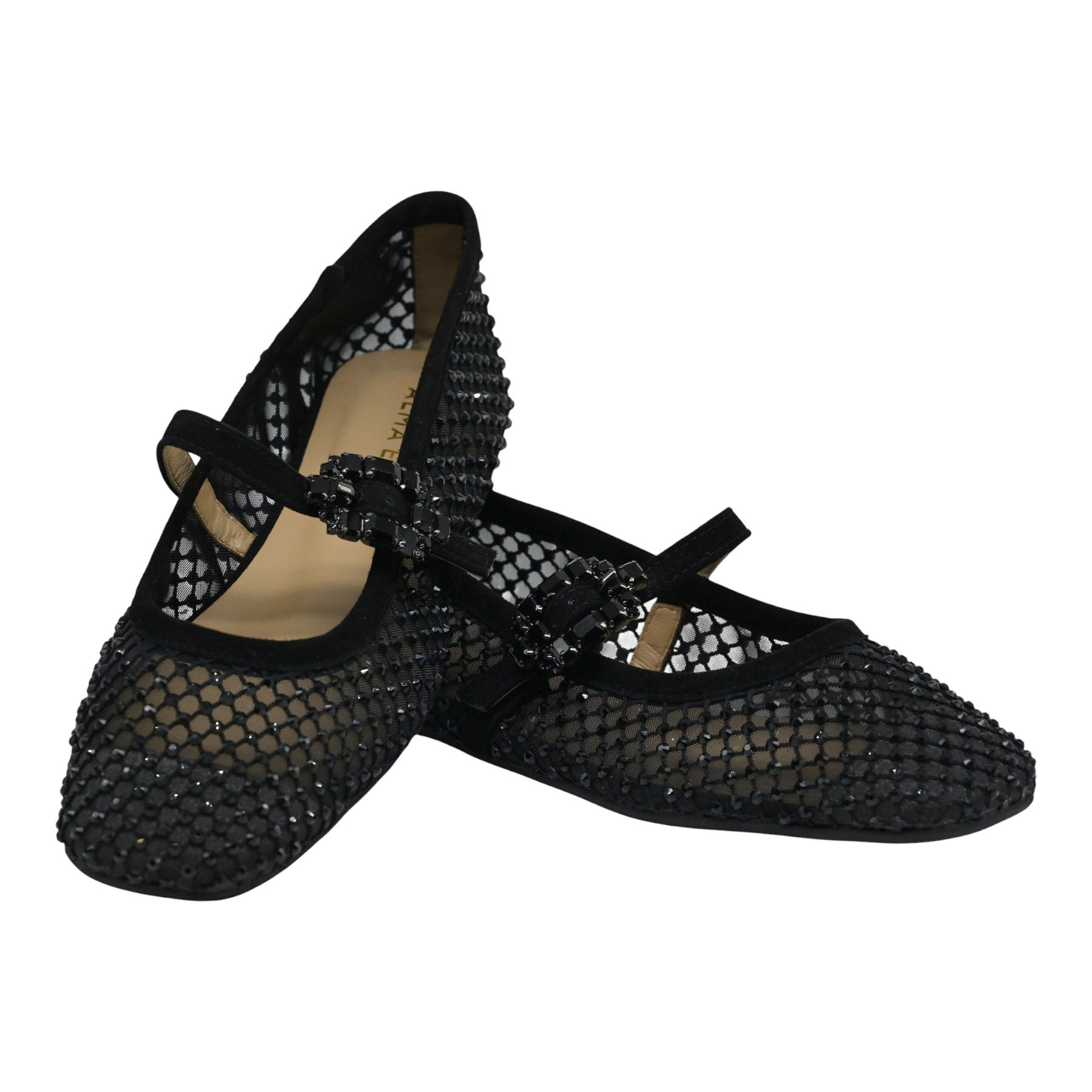 Alma en Pena 155 Μπαλαρίνες Mary Jane με Στρας - Μαύρο