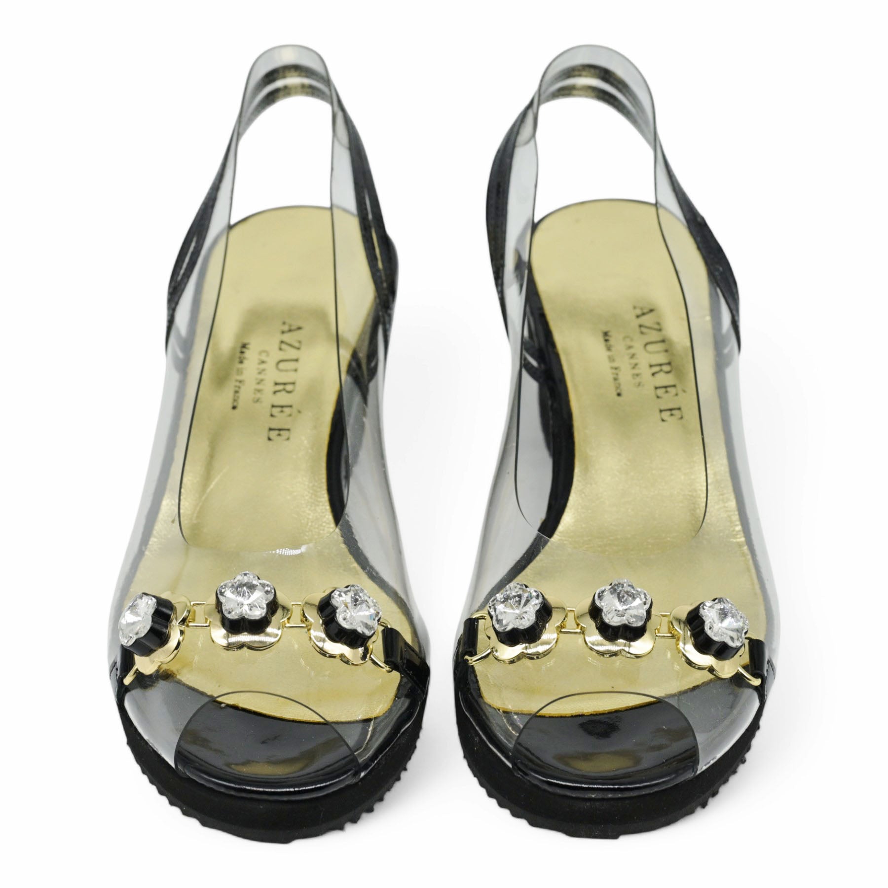 Azurée Modim Slingback Διάφανες Πλατφόρμες με Κρύσταλλα - Μαύρo