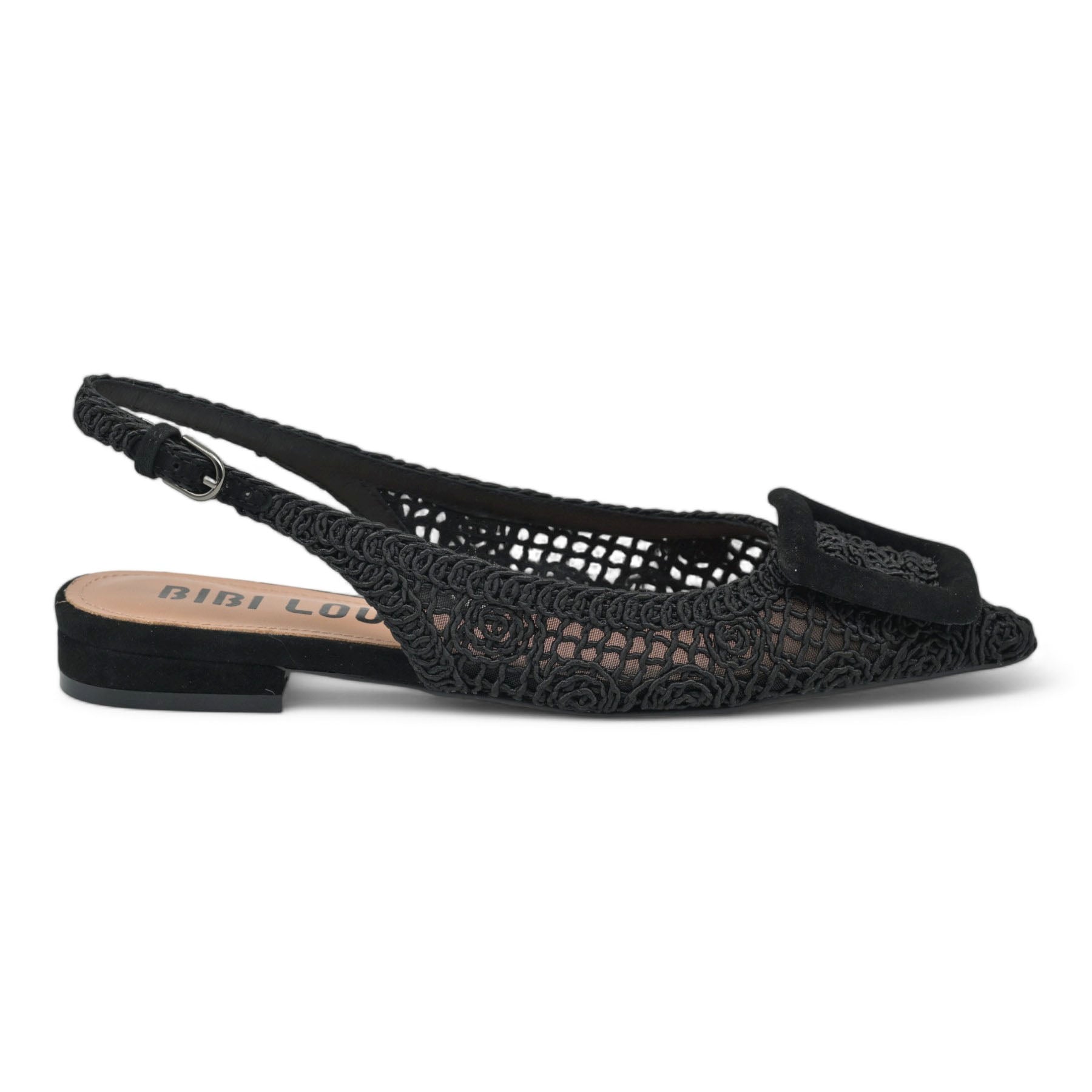 Bibi Lou 650 Slingback Μπαλαρίνα με Φιλέ - Μαύρο