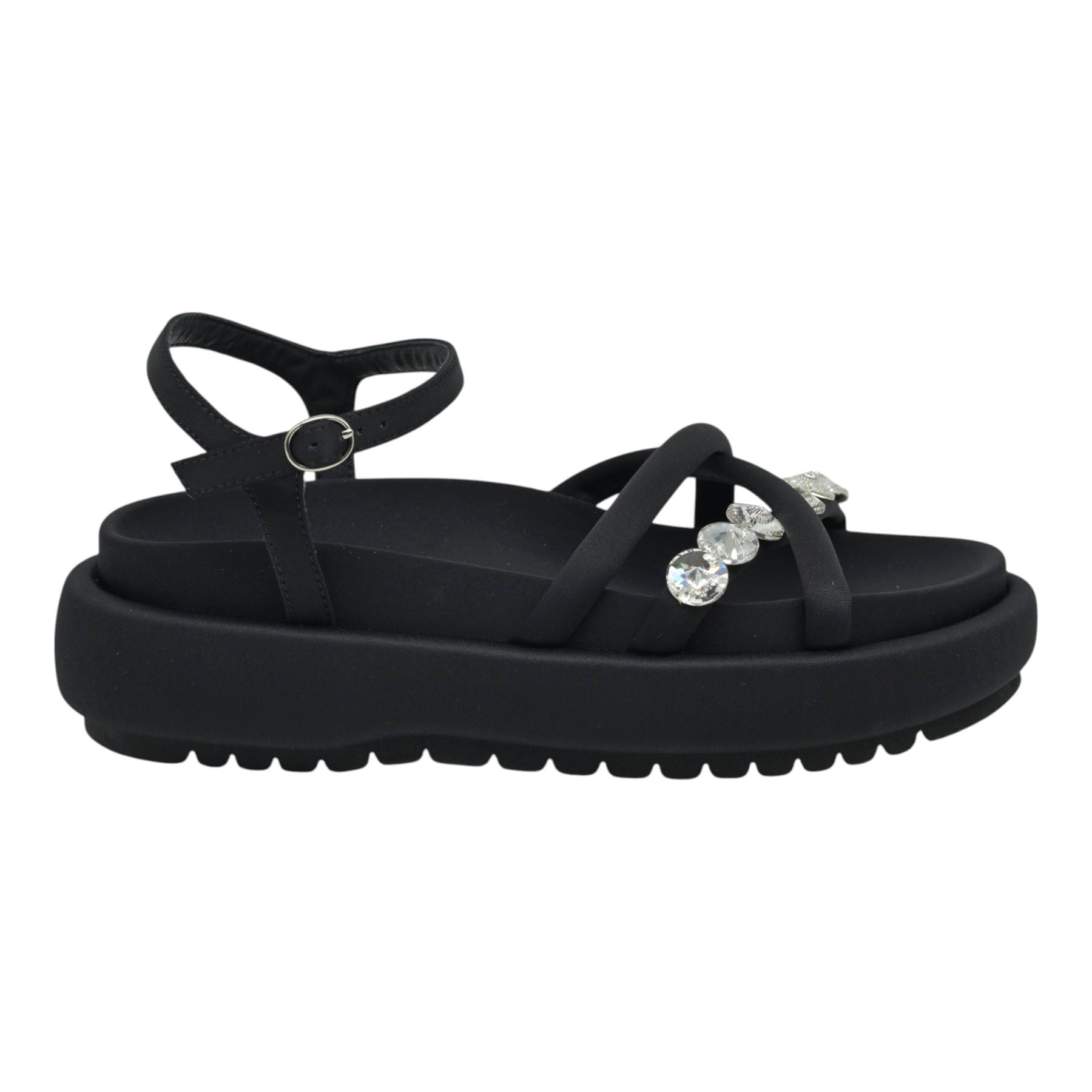 Favela Ada Δίπατο Πέδιλο με Διακοσμητικές Πέτρες - Μαύρο