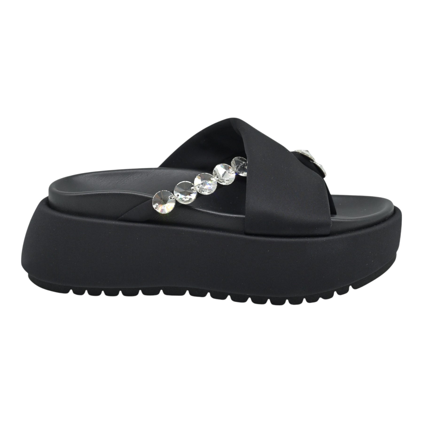 Favela Gabi Δίπατη Παντόφλα με Στρας - Μαύρο