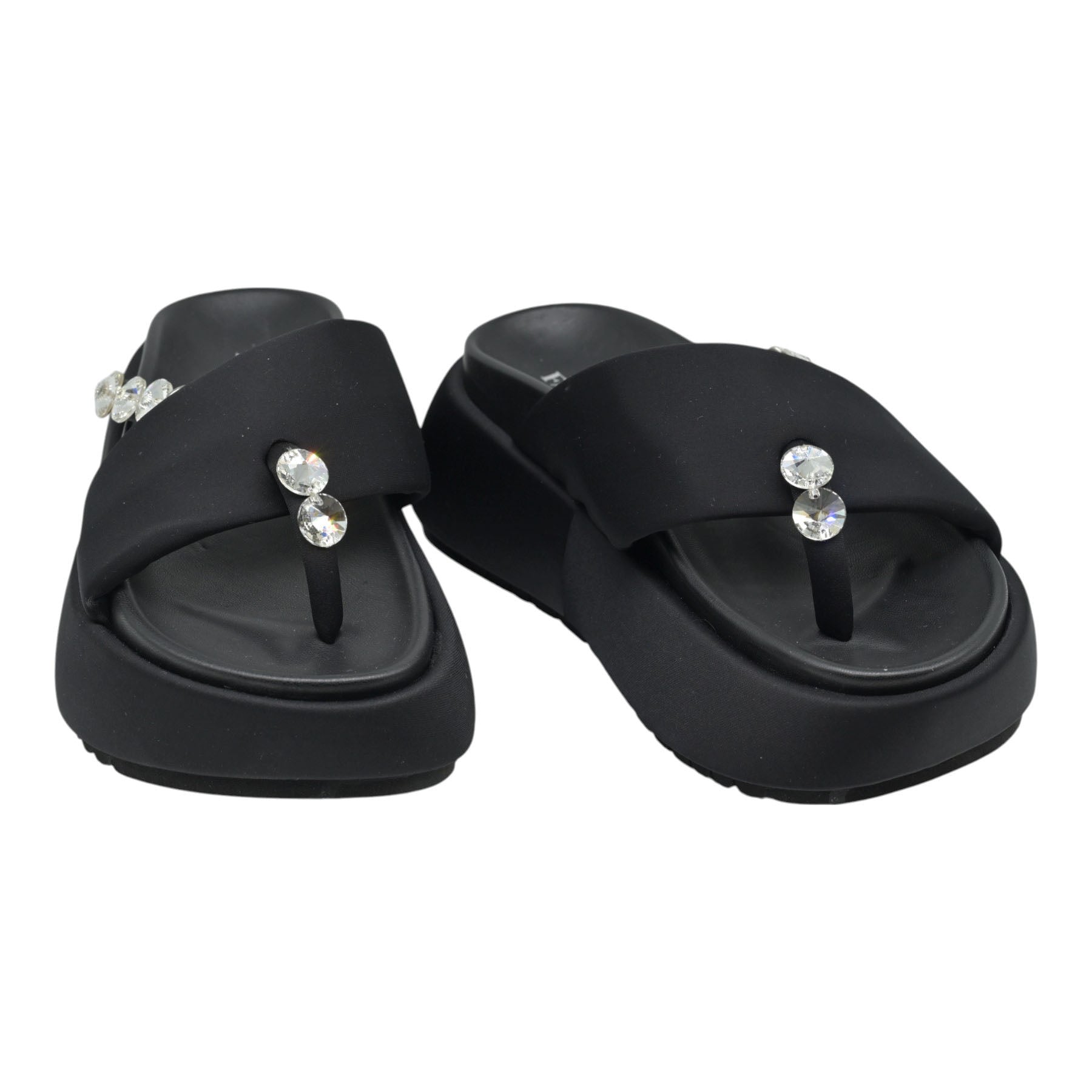 Favela Gabi Δίπατη Παντόφλα με Στρας - Μαύρο