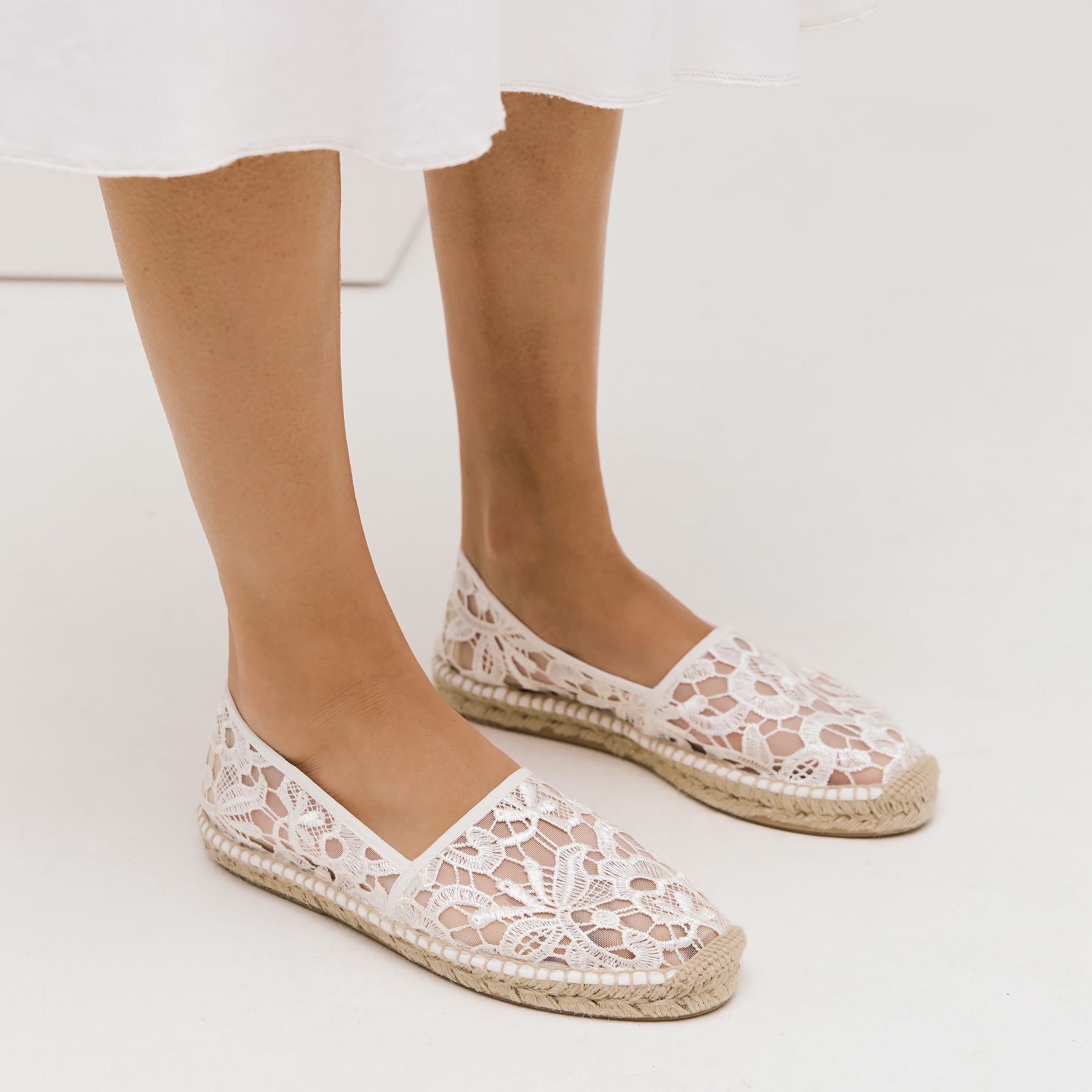 Gabrielle Ledam Celina Φλατ Εσπαντρίγιες με Δαντέλα - Άσπρο