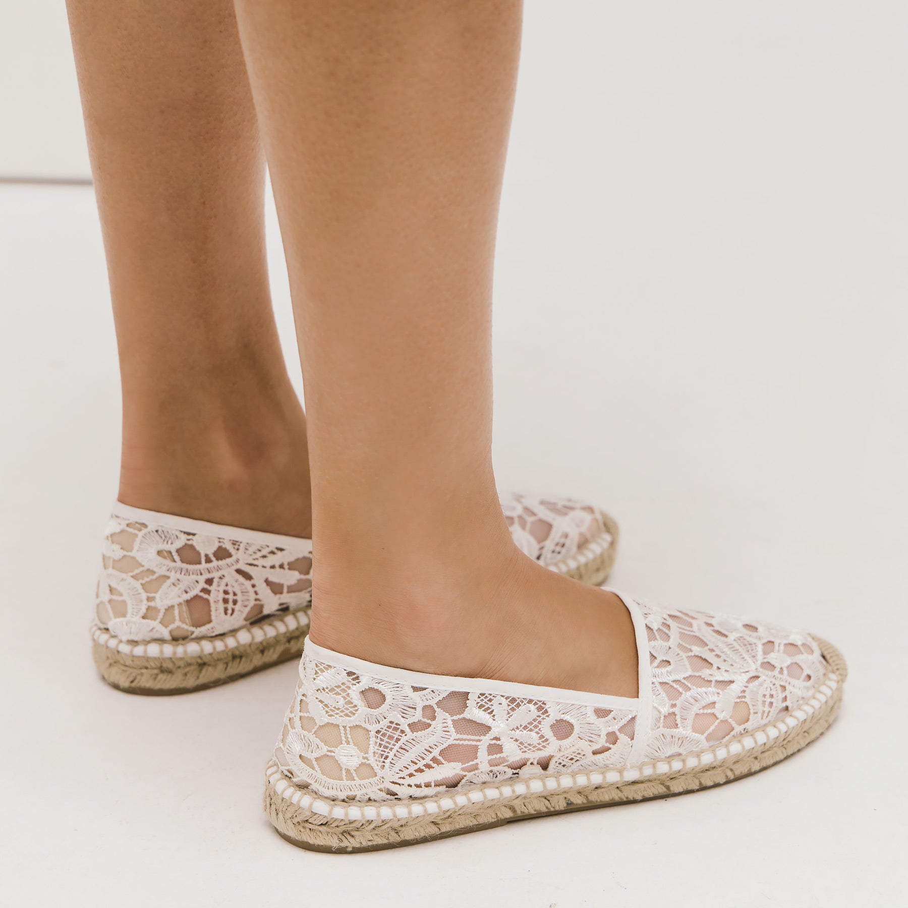 Gabrielle Ledam Celina Φλατ Εσπαντρίγιες με Δαντέλα - Άσπρο