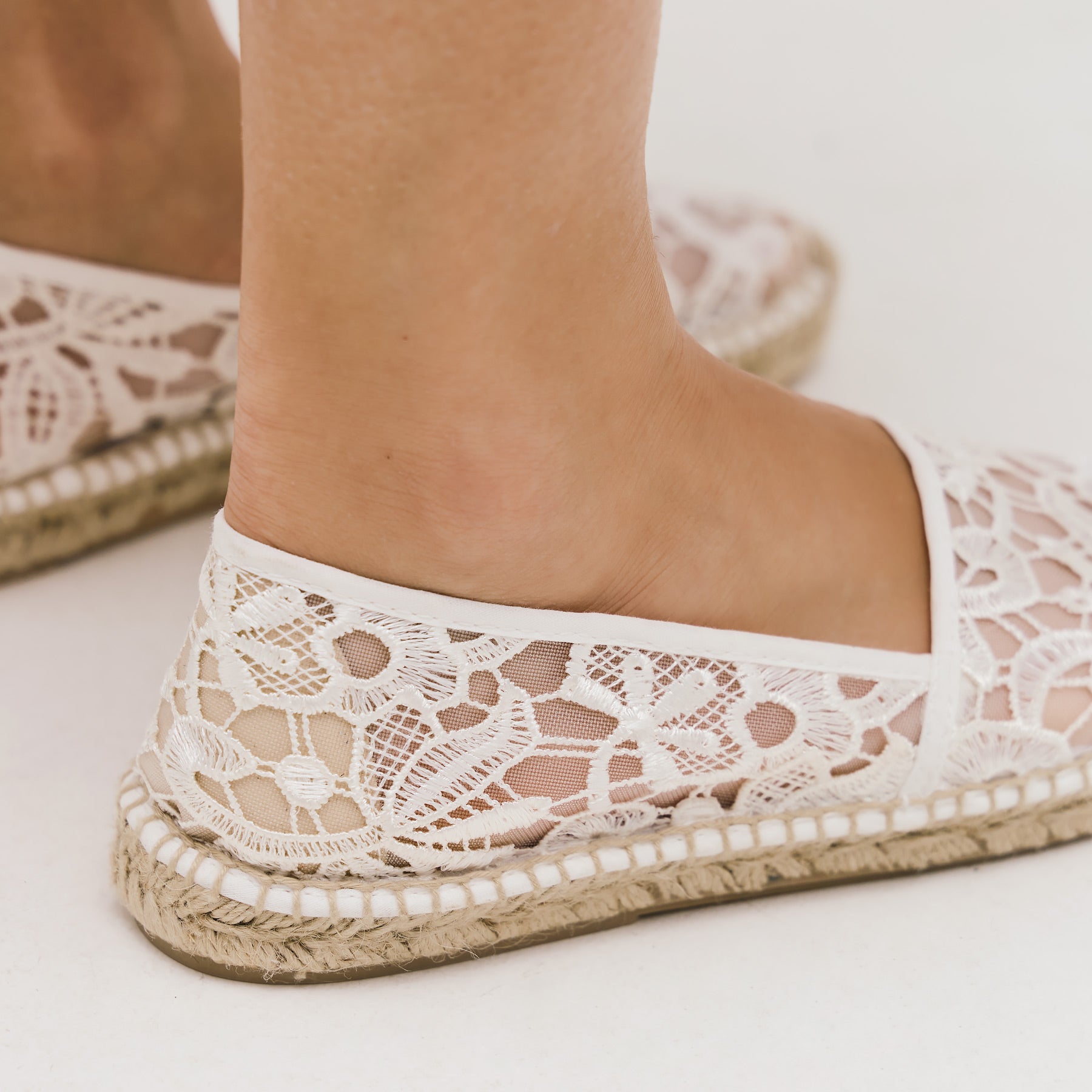 Gabrielle Ledam Celina Φλατ Εσπαντρίγιες με Δαντέλα - Άσπρο