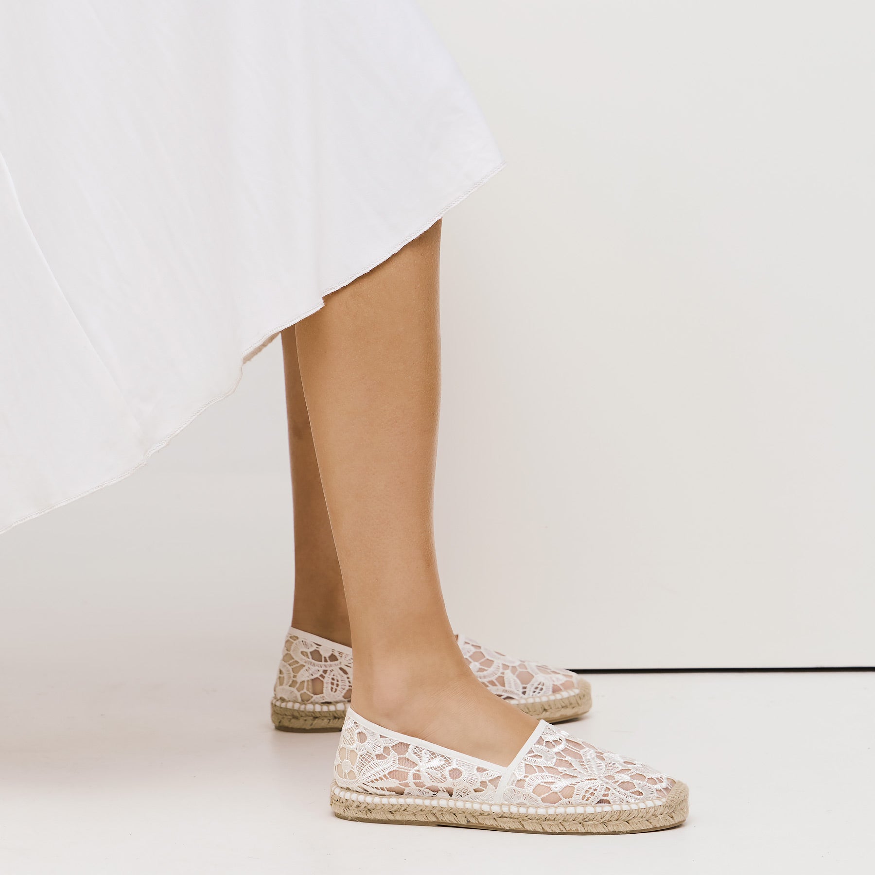 Gabrielle Ledam Celina Φλατ Εσπαντρίγιες με Δαντέλα - Άσπρο