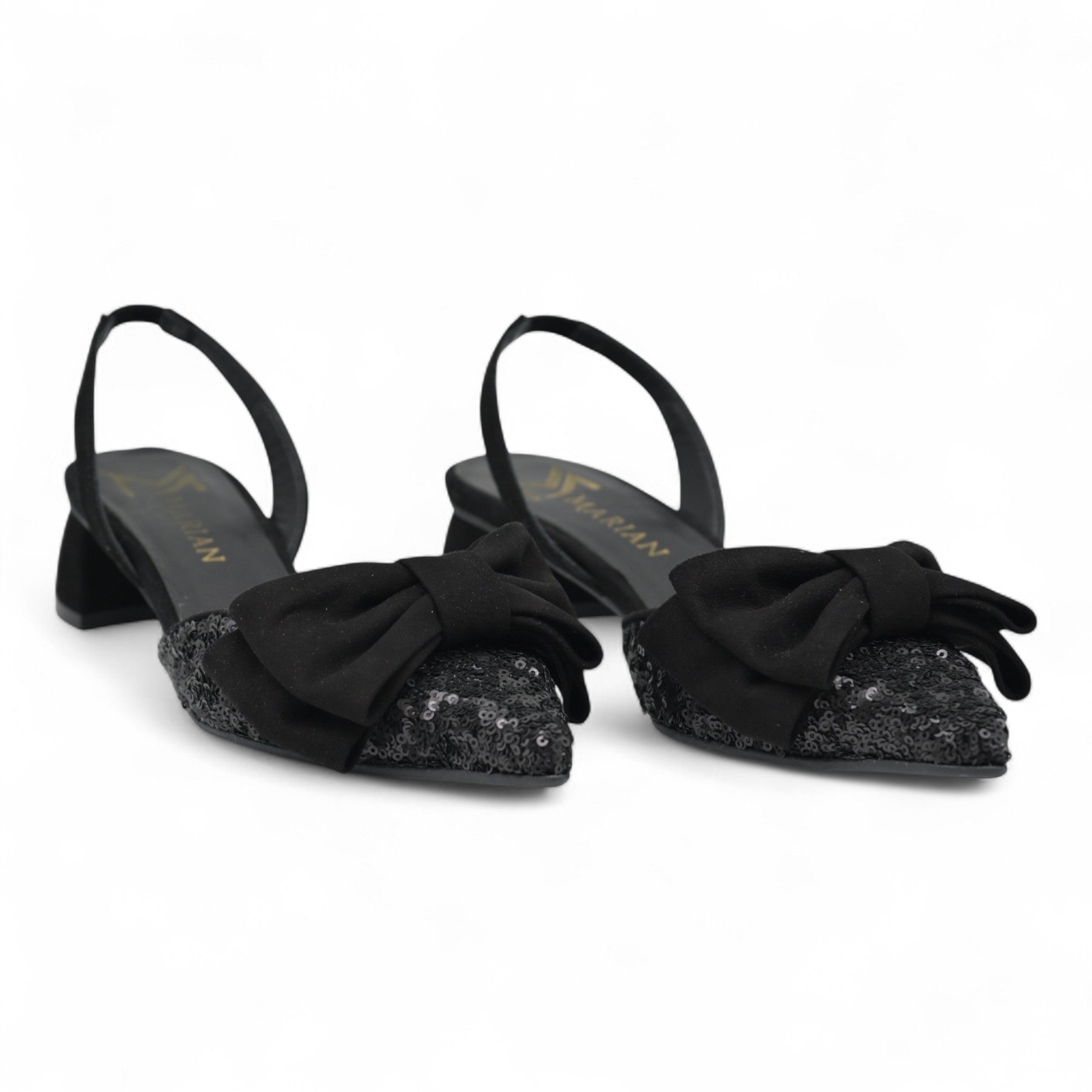 Marian 1305 Slingback Γόβες με Παγιέτα - Μαύρο