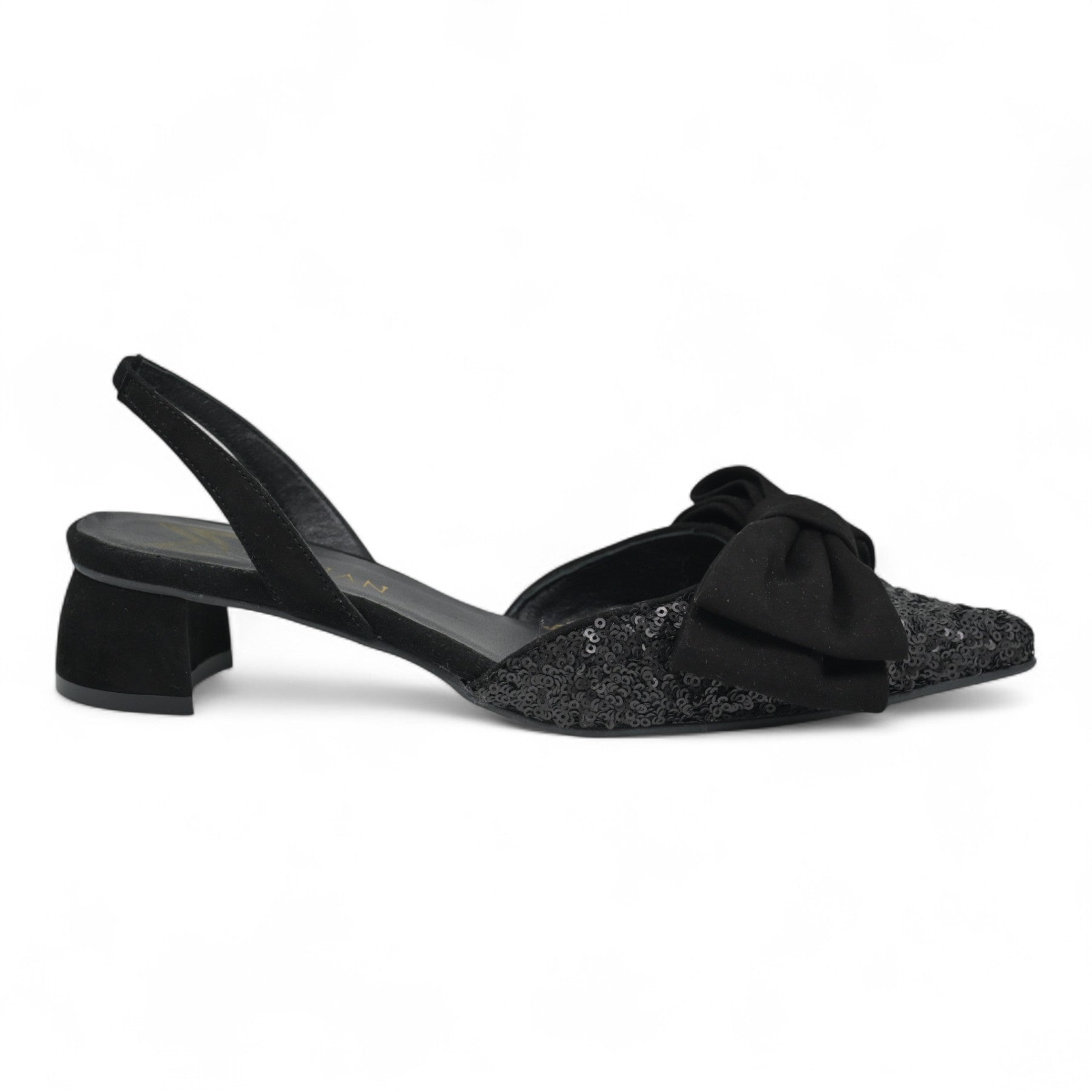 Marian 1305 Slingback Γόβες με Παγιέτα - Μαύρο