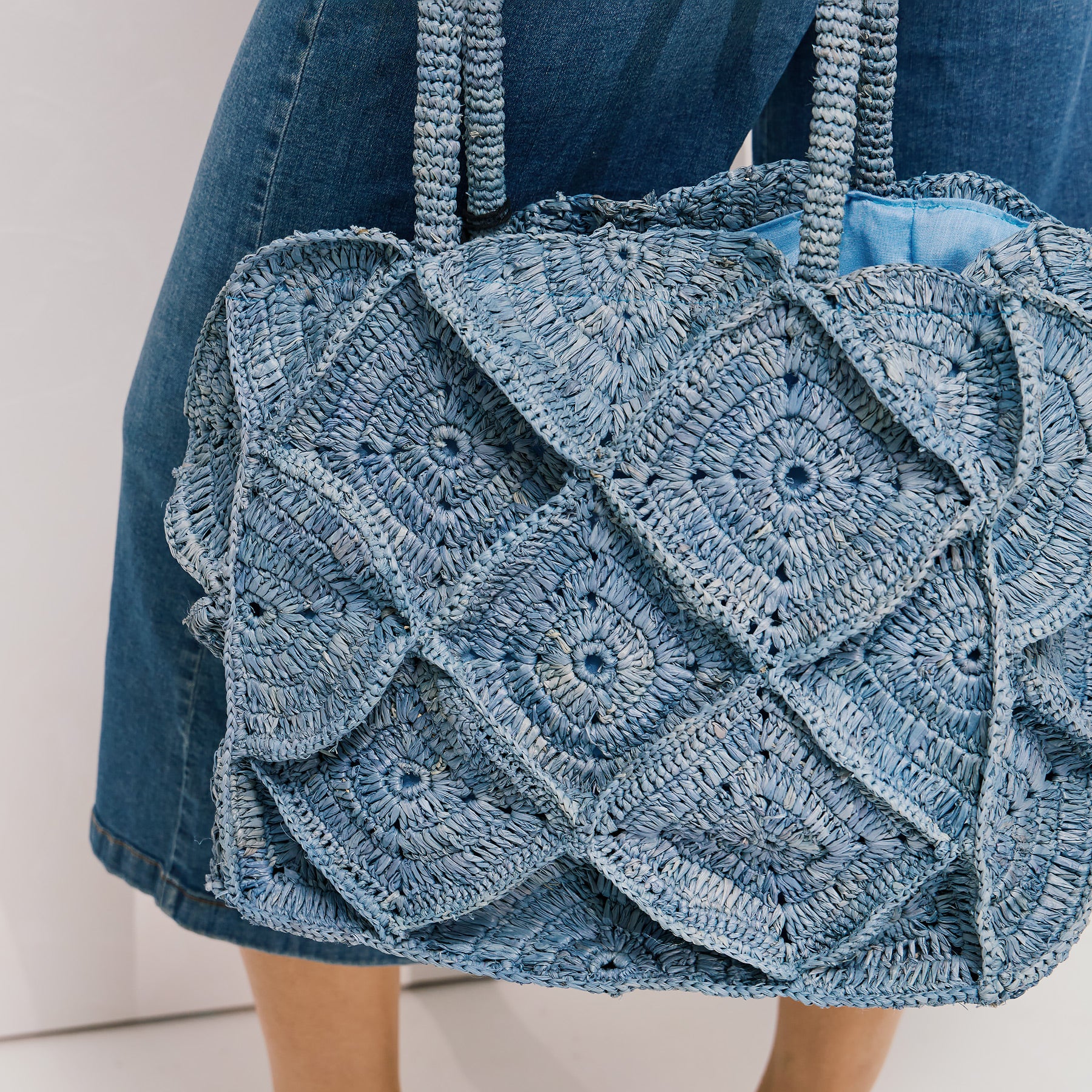 ViaMailBag MILO Crochet Raffia Τσάντα - Γαλάζιο