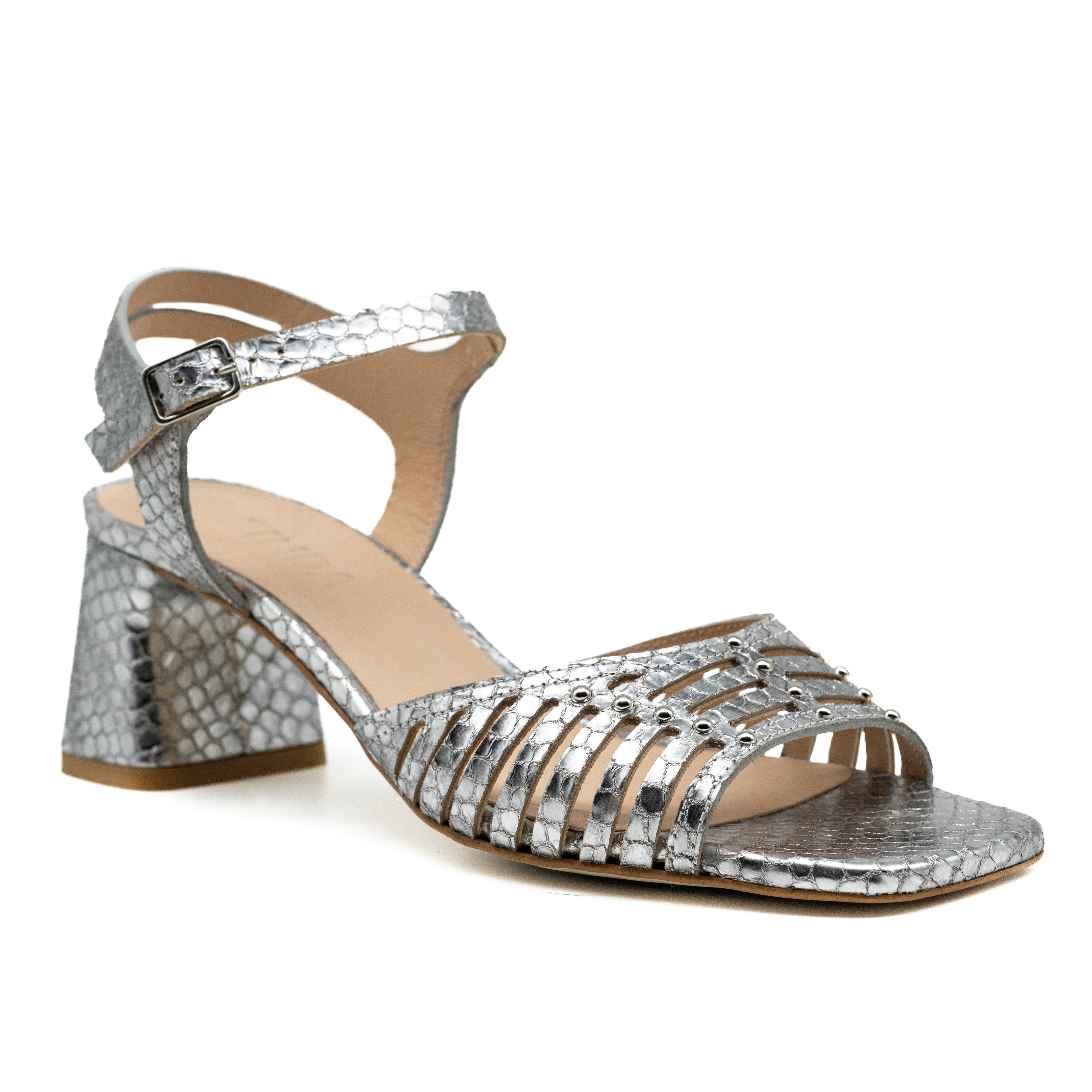 Zinda 3059 Πέδιλα Μεταλλικά με Καρέ Μύτη - Silver