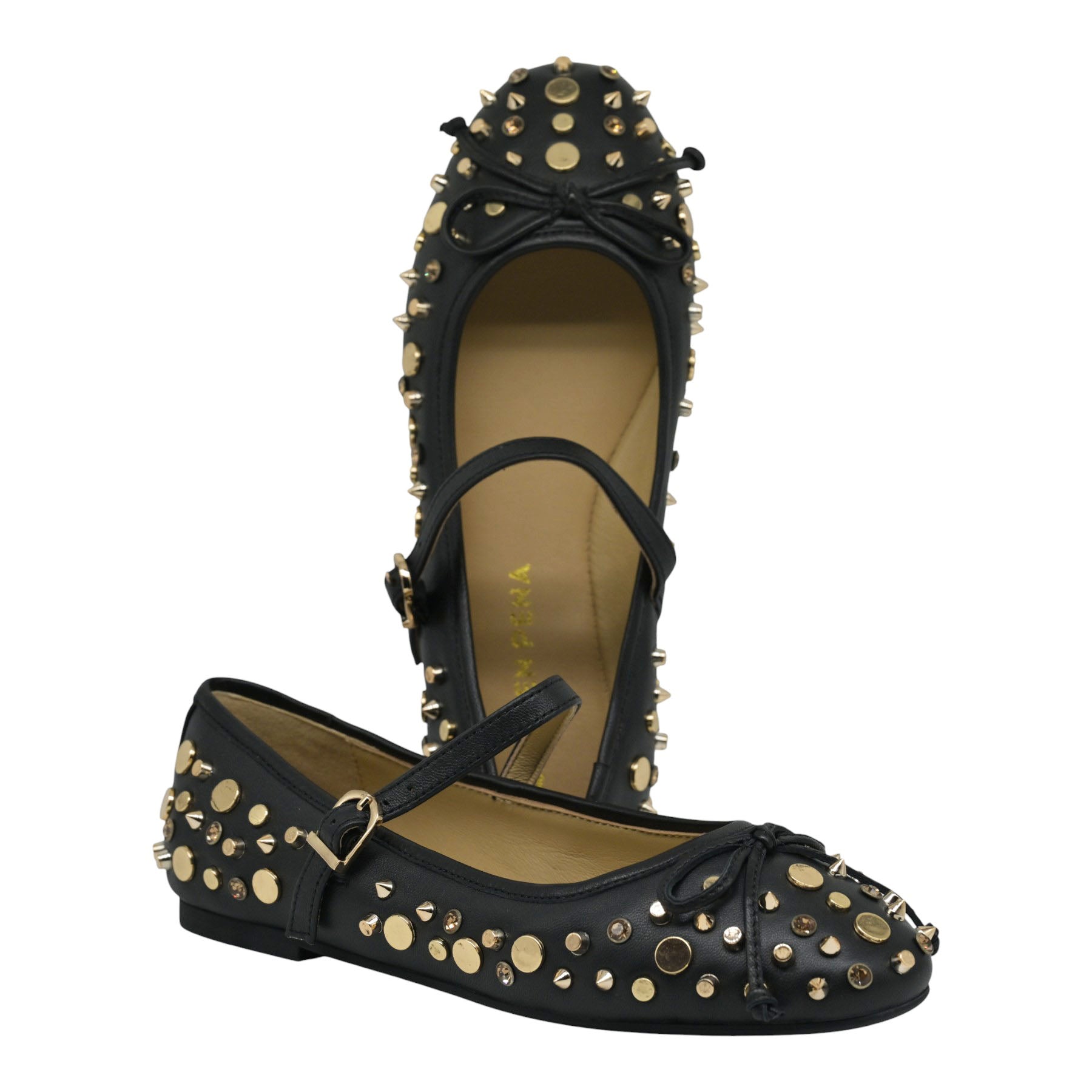 Alma en Pena 196 Μπαλαρίνες Mary Jane με Μεταλλικά Στοιχεία - Μαύρες