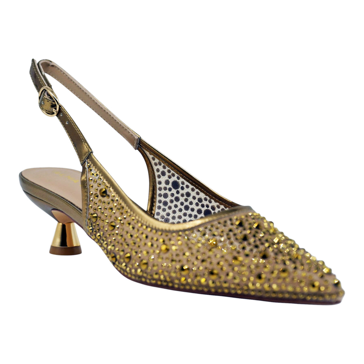 Alma en Pena 204 Γοβάκια Slingback με Τούλι και Στρας - Χρυσά