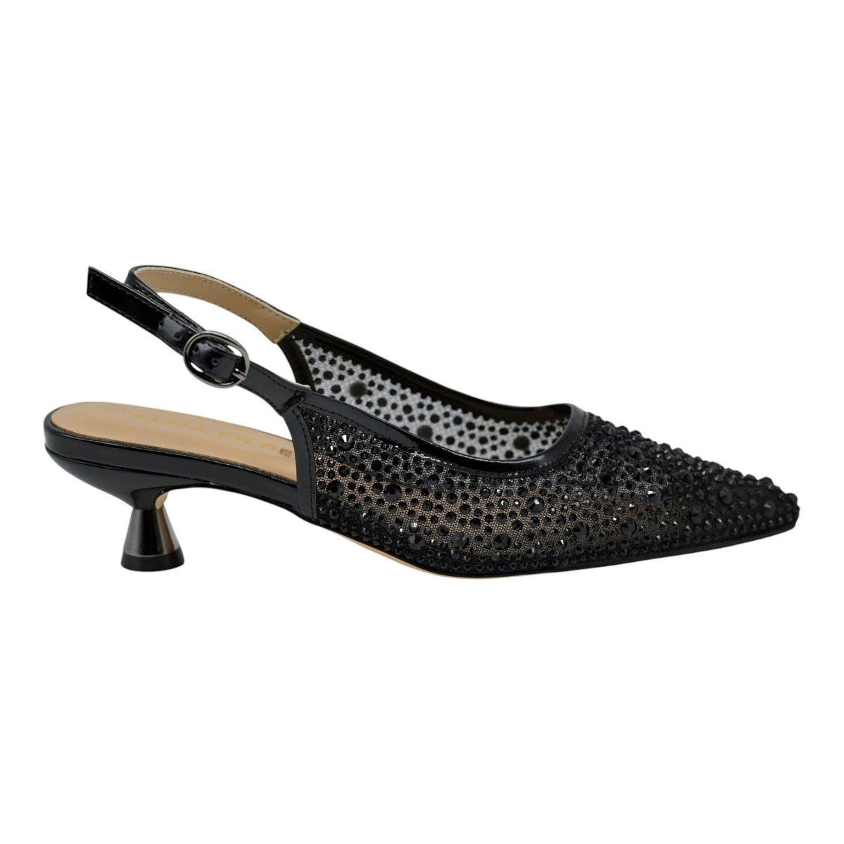 Alma en Pena 204 Γοβάκια Slingback με Τούλι και Στρας - Μαύρα