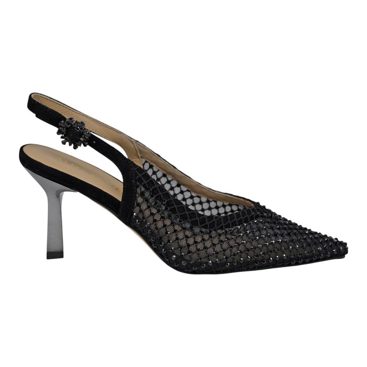 Alma en Pena 270 Γόβες Slingback με Τούλι και Στρας - Μαύρες