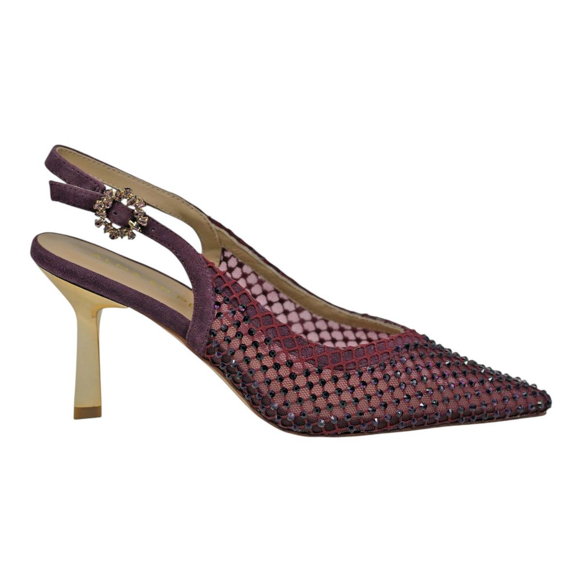 Alma en Pena 270 Γόβες Slingback με Τούλι και Στρας - Wine
