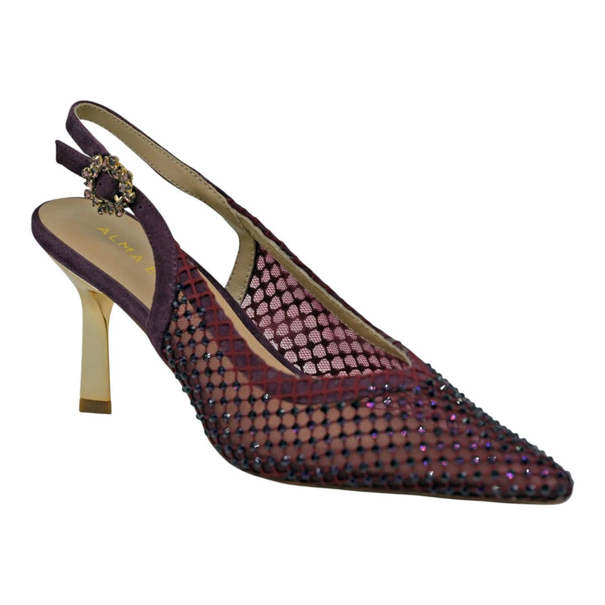 Alma en Pena 270 Γόβες Slingback με Τούλι και Στρας - Wine
