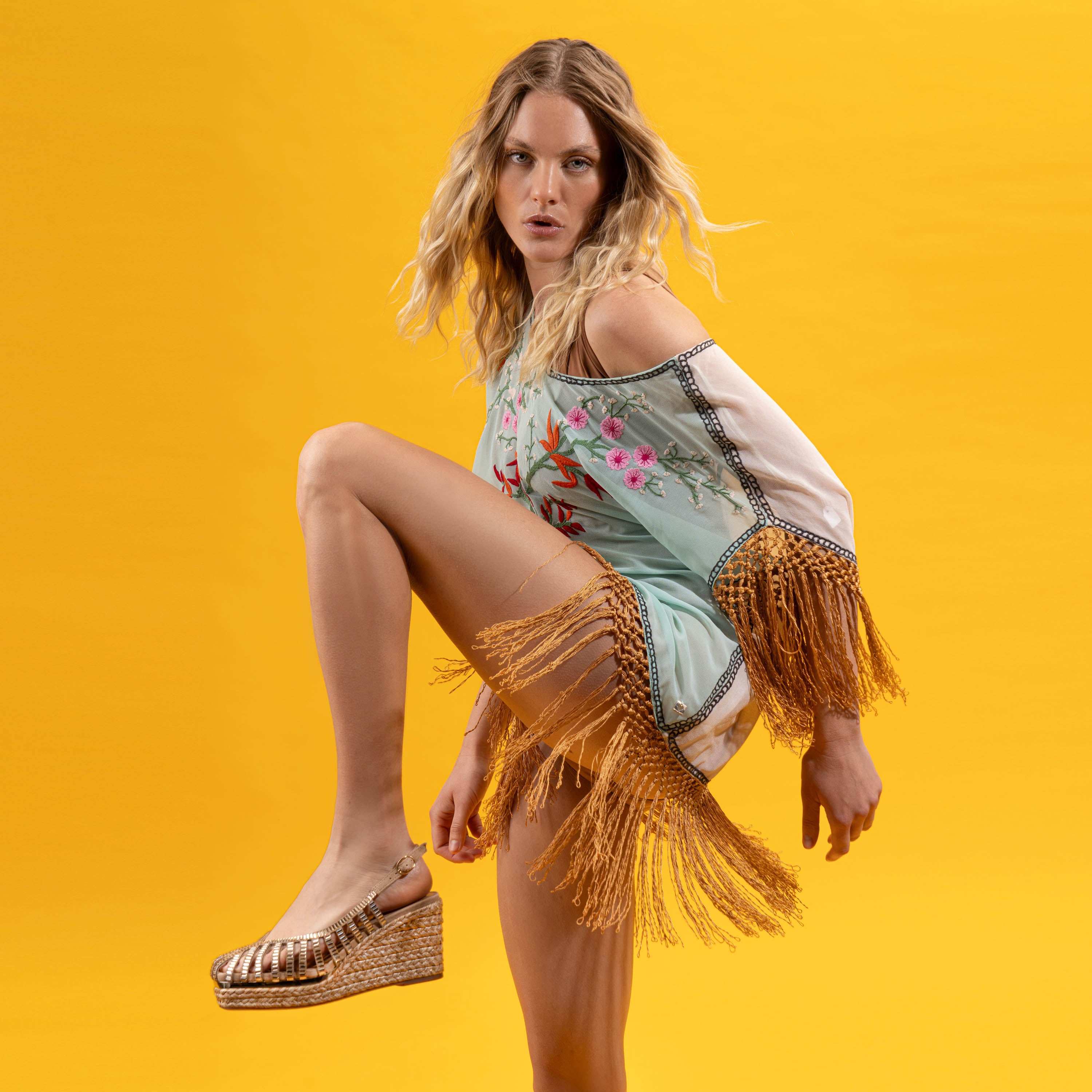 Alma en Pena 002 Πλατφόρμες Slingback με Κρύσταλλα - Sand