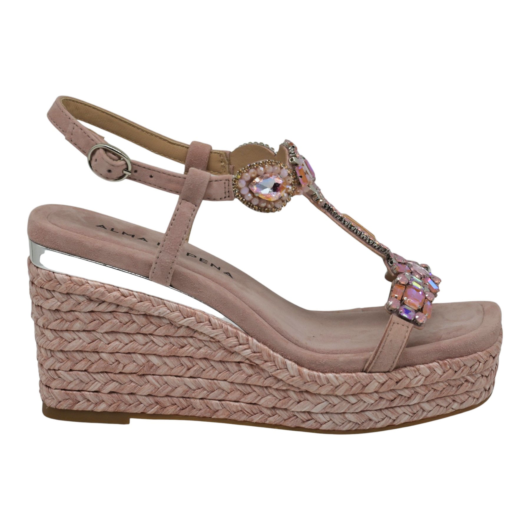 Alma en Pena 506 Πλατφόρμες με Κρύσταλλα και T-Strap - Vieux Rose