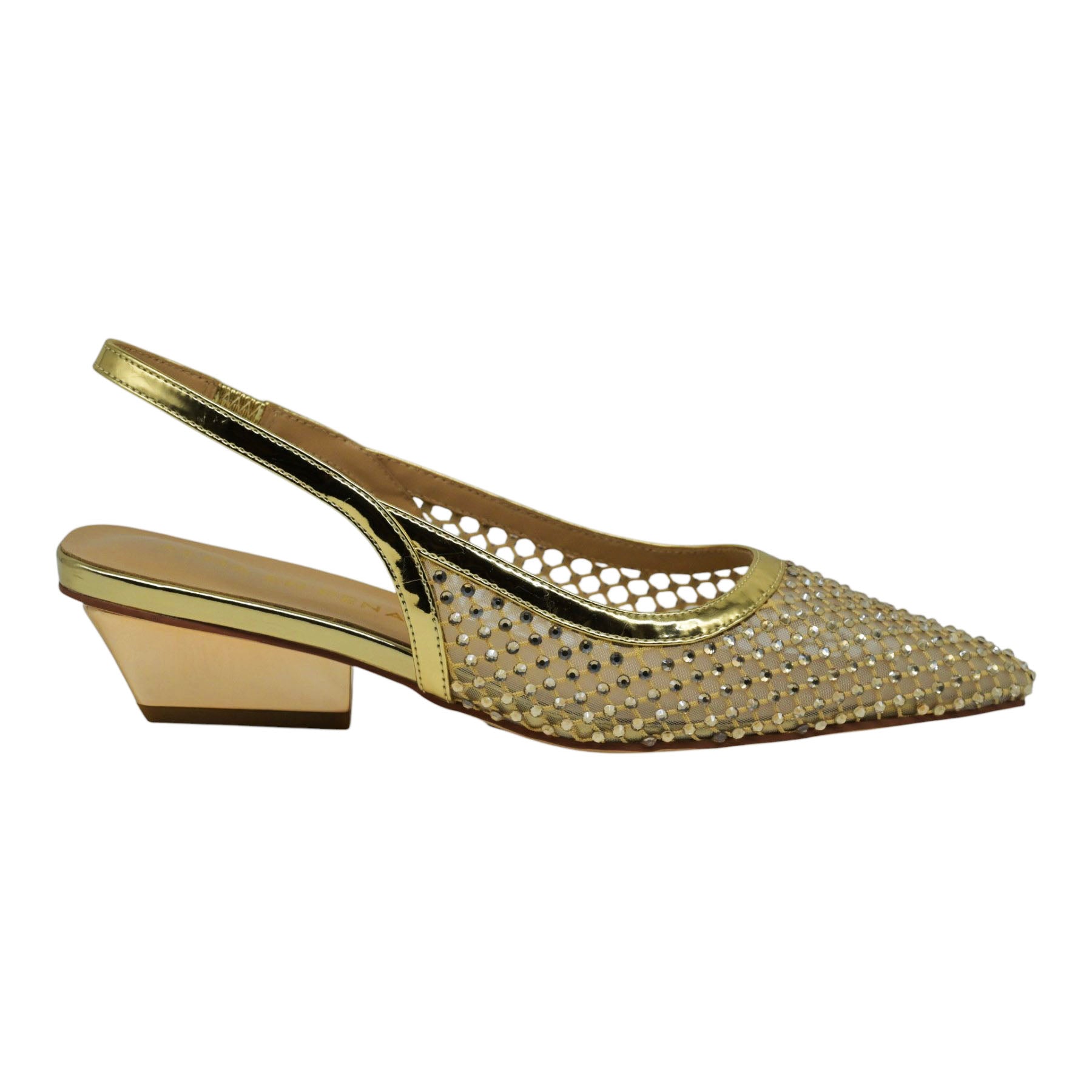Alma en Pena 60753 Γοβάκια Slingback με Τούλι και Στρας - Μπρονζέ