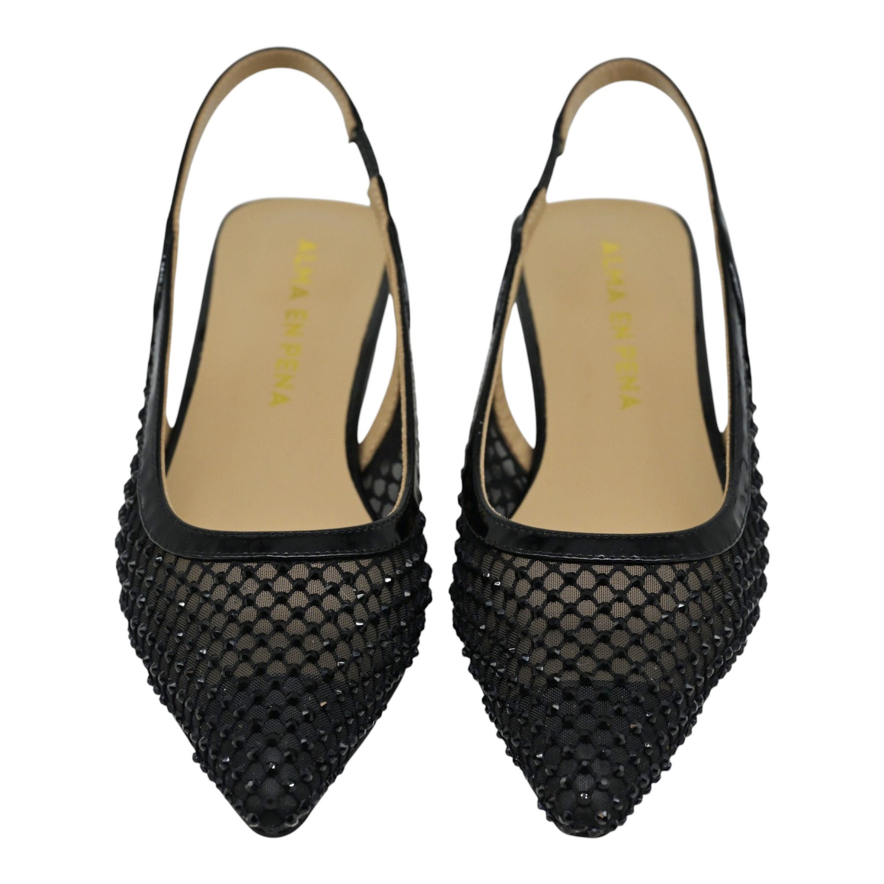 Alma en Pena 60753 Γοβάκια Slingback με Τούλι και Στρας - Μαύρα