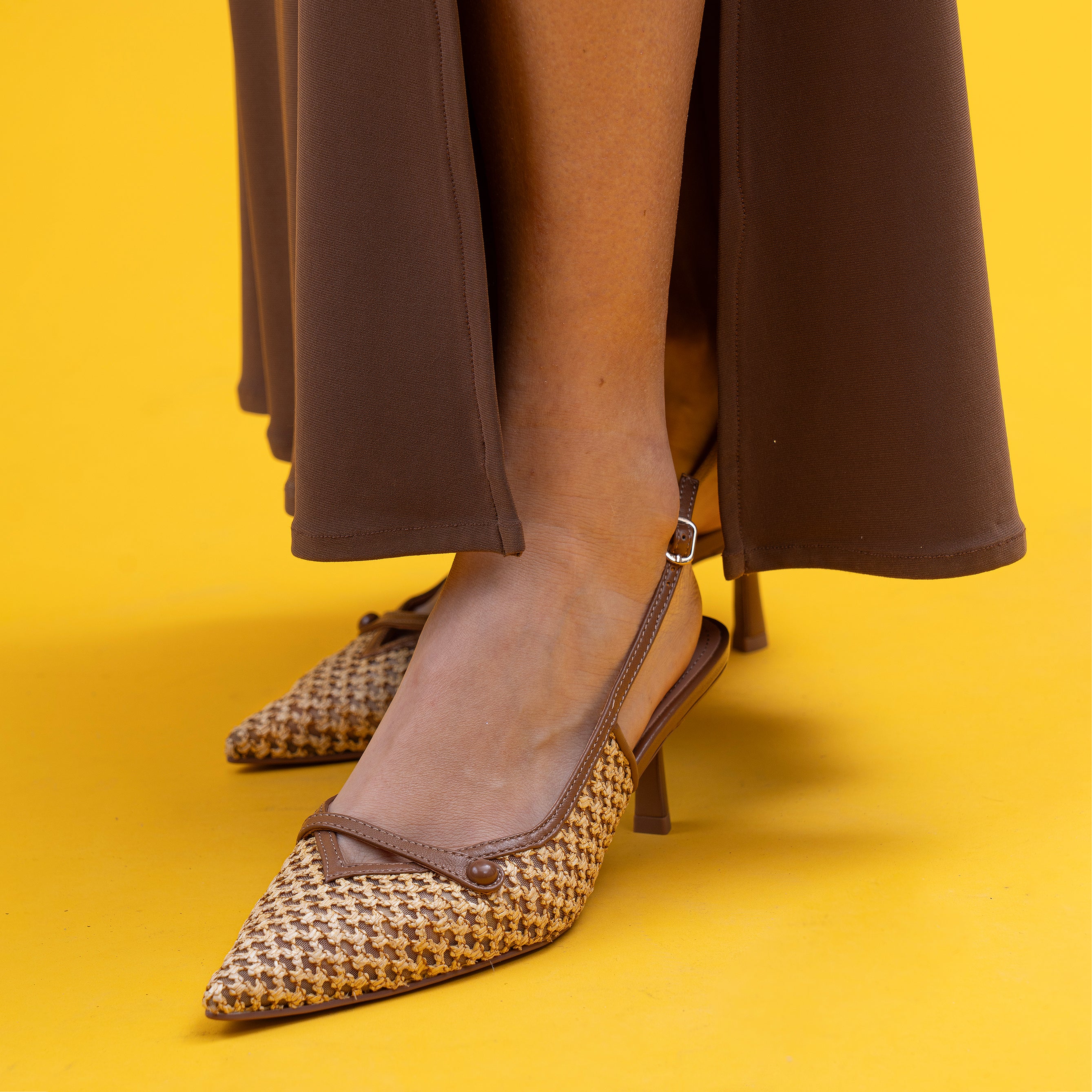 Bibi Lou 508 Γόβες Slingback με Ψάθα - Μπεζ