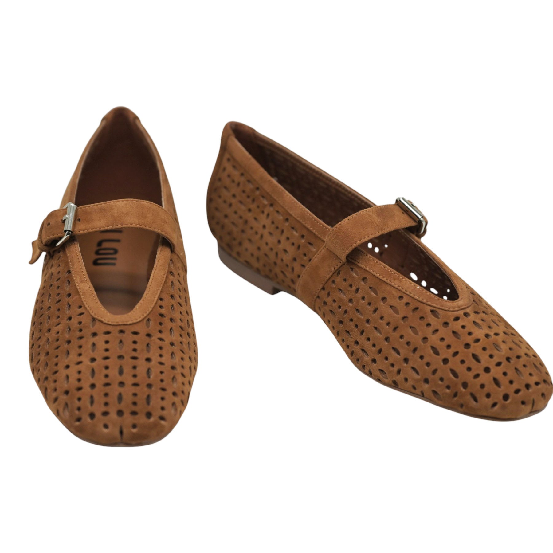 Bibi Lou 604 Μπαλαρίνες με Μπαρέτα και Laser Cut - Tobacco Σουέντ