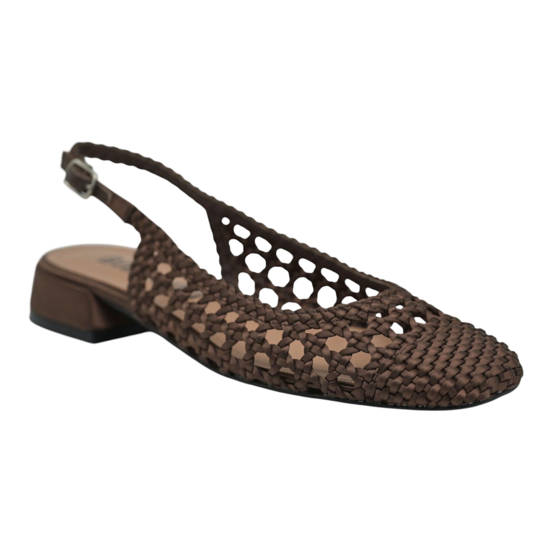 Bibi Lou 701 Μπαλαρίνες Slingback Πλεκτες - Καφέ Σατέν