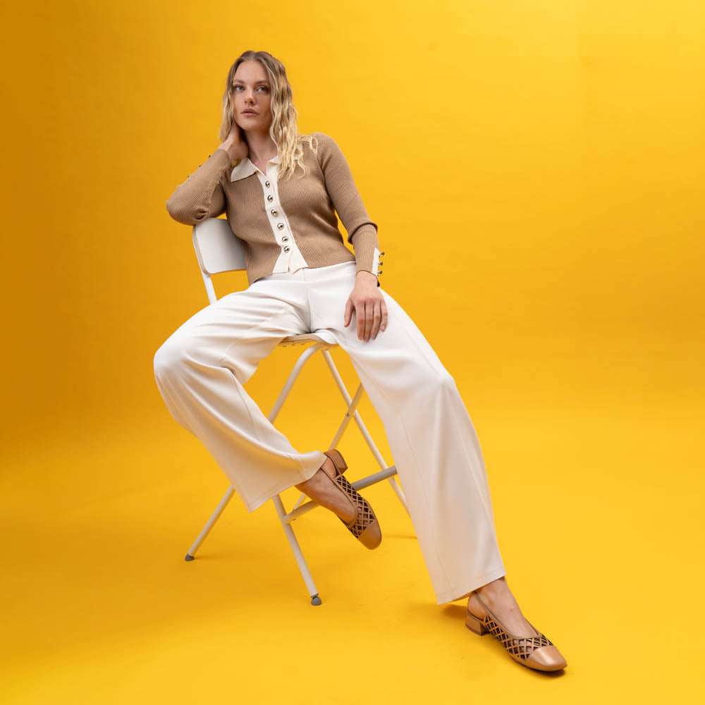 Bibi Lou 740 Μπαλαρίνες Slingback Διάτρητες - Κάμελ