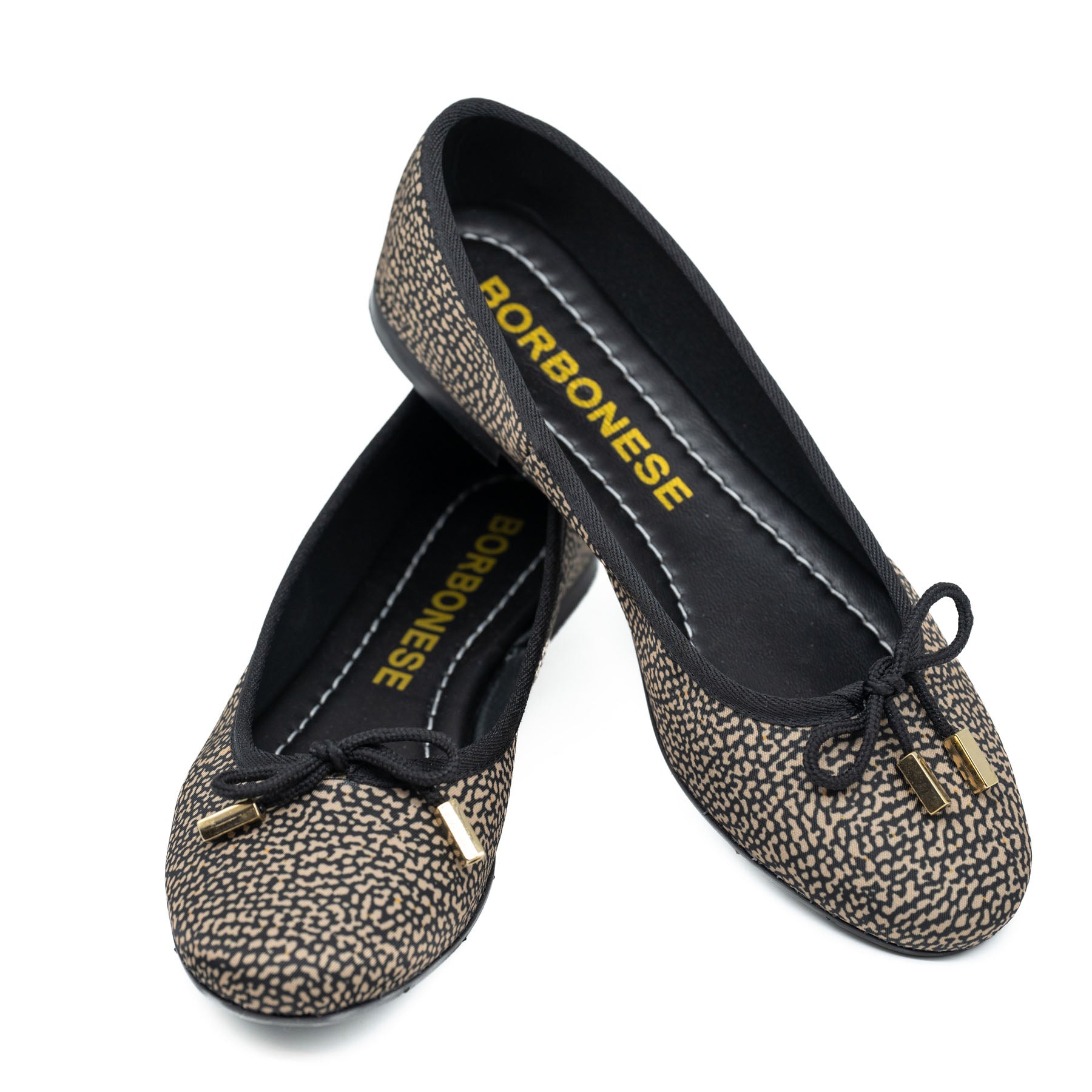 Borbonese 955 Μπαλαρίνες με Φιογκάκι - Μπεζ/Μαύρο