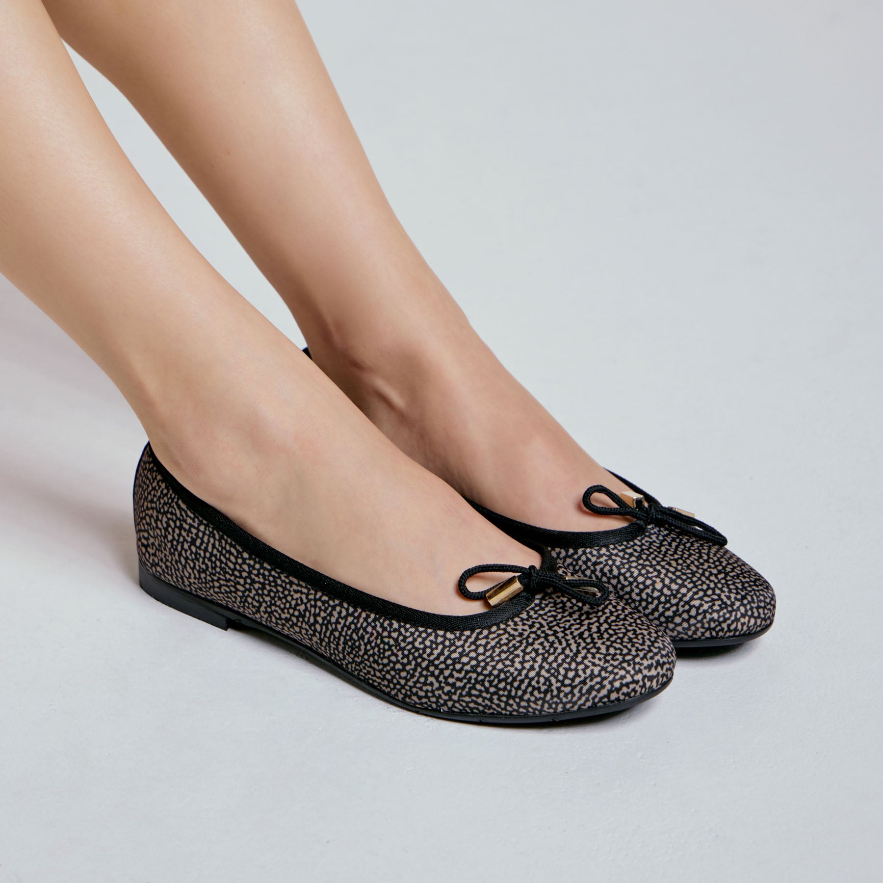 Borbonese 955 Μπαλαρίνες με Φιογκάκι - Μπεζ/Μαύρο