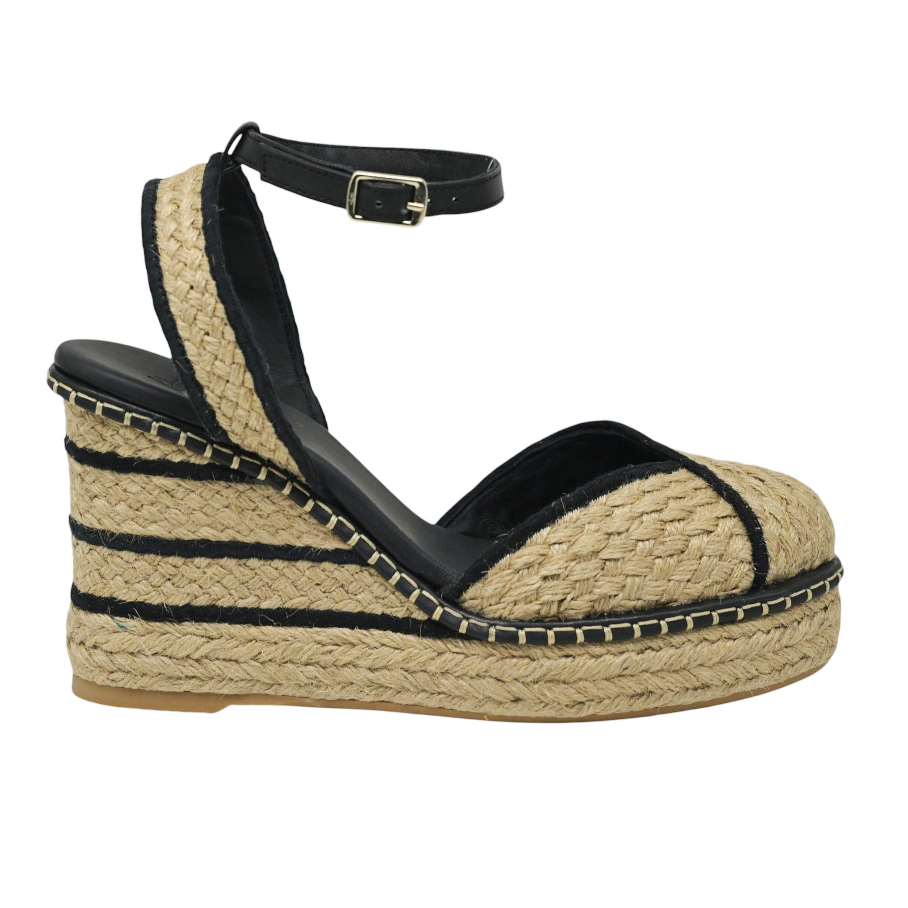 Castaner Cova Πλατφόρμες Εσπαντρίγιες με Ρίγες - Μπεζ με Μαύρο