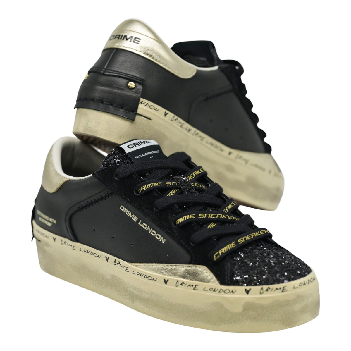 Crime London 25074 Sneakers με Glitter - Μαύρα