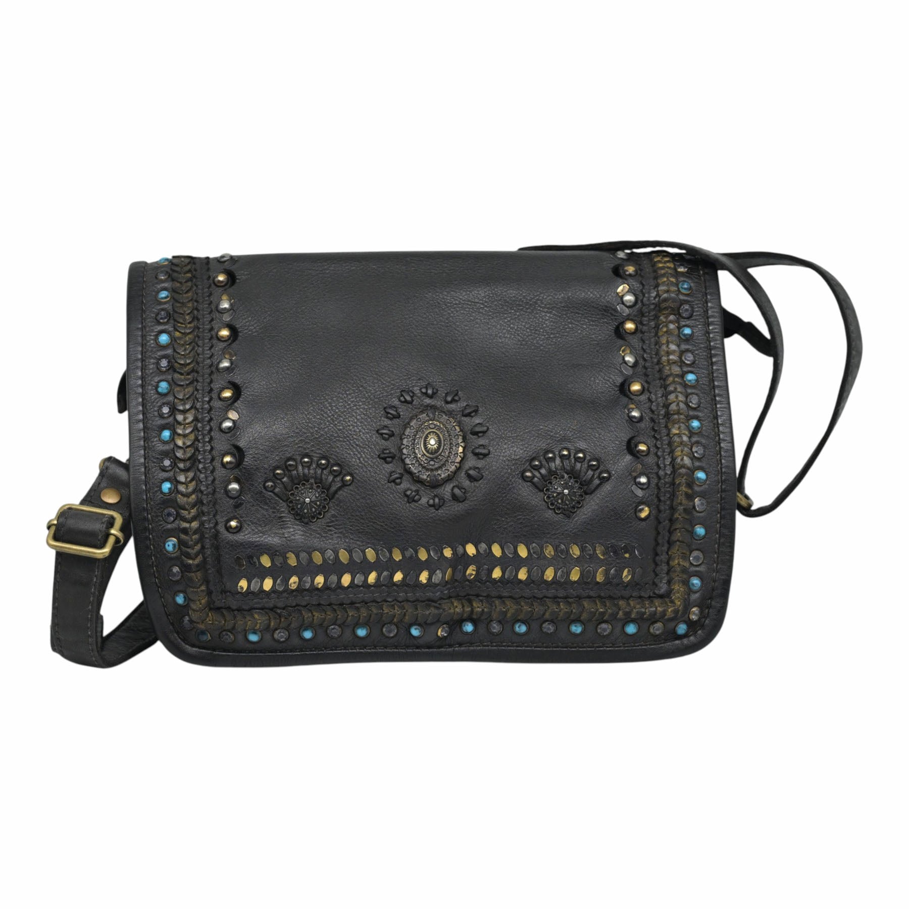 Frau B933 Τσάντα Χιαστή Boho - Mαύρη