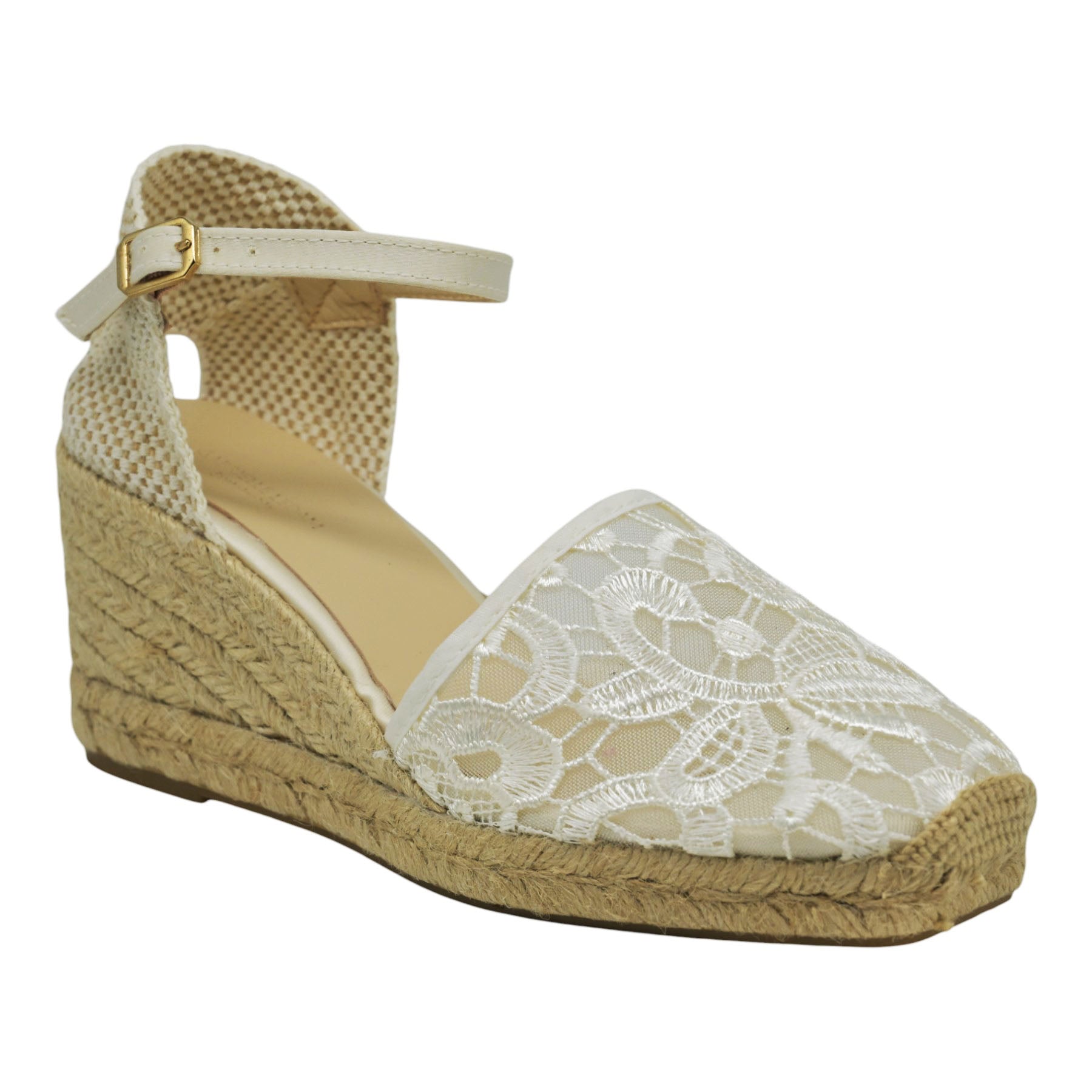 Gabrielle Ledam Aura Πλατφόρμες Εσπαντρίγιες με Δαντέλα - Άσπρο