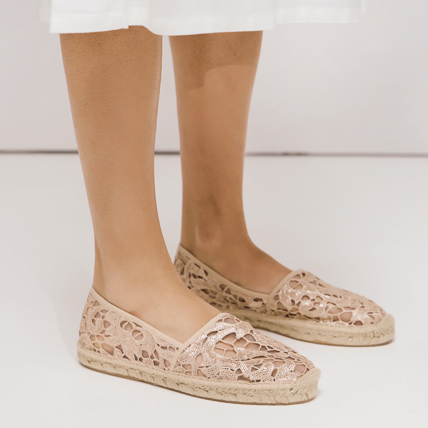 Gabrielle Ledam Celina Φλατ Εσπαντρίγιες με Δαντέλα - Nude