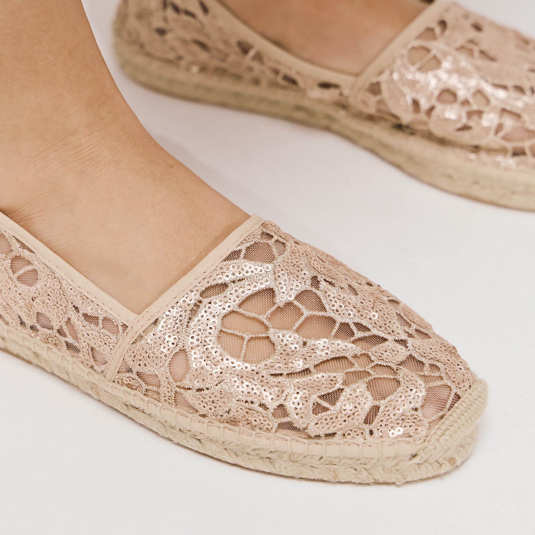 Gabrielle Ledam Celina Φλατ Εσπαντρίγιες με Δαντέλα - Nude