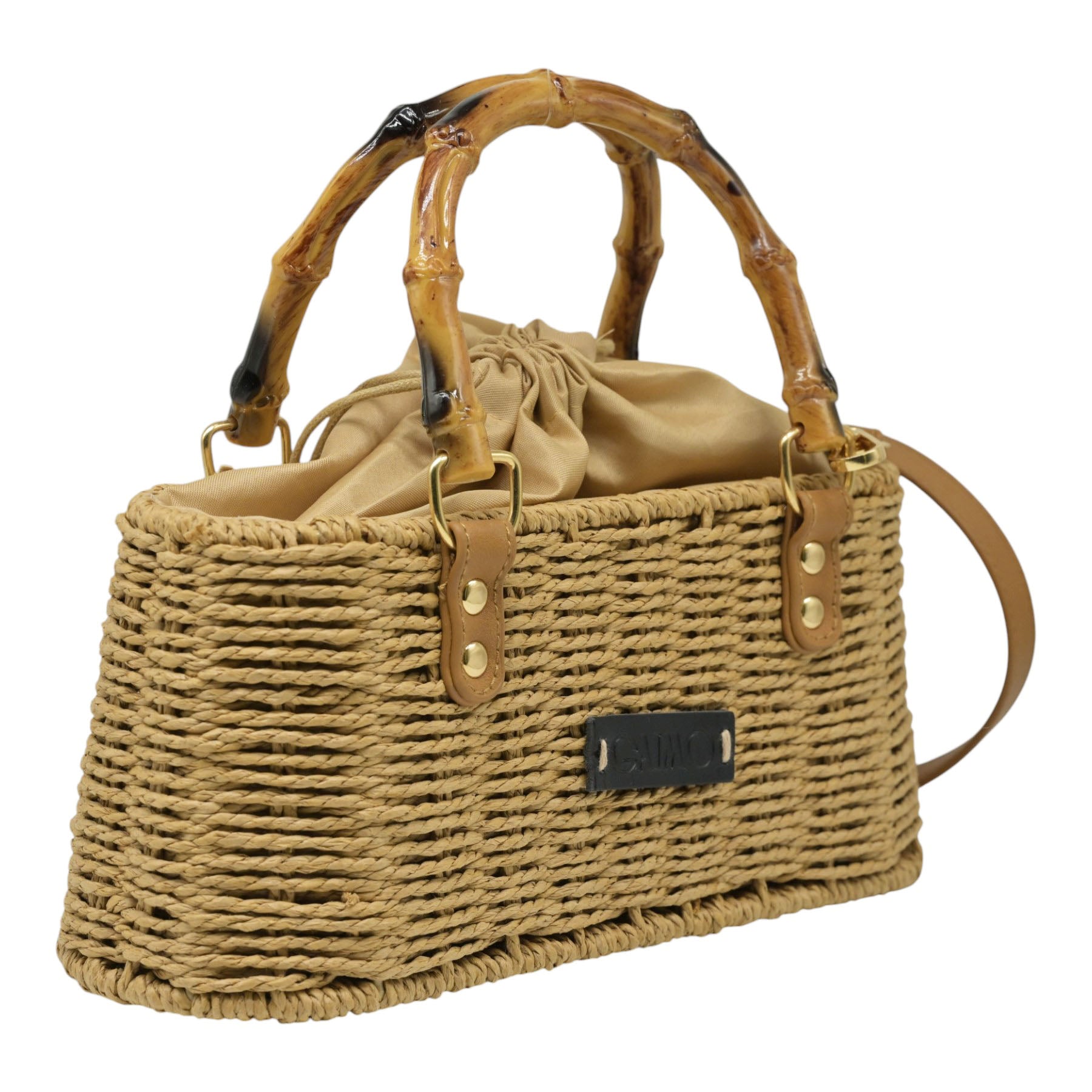 Gaimo Box Τσάντα Χειρός με Λαβές Bamboo - Καφέ