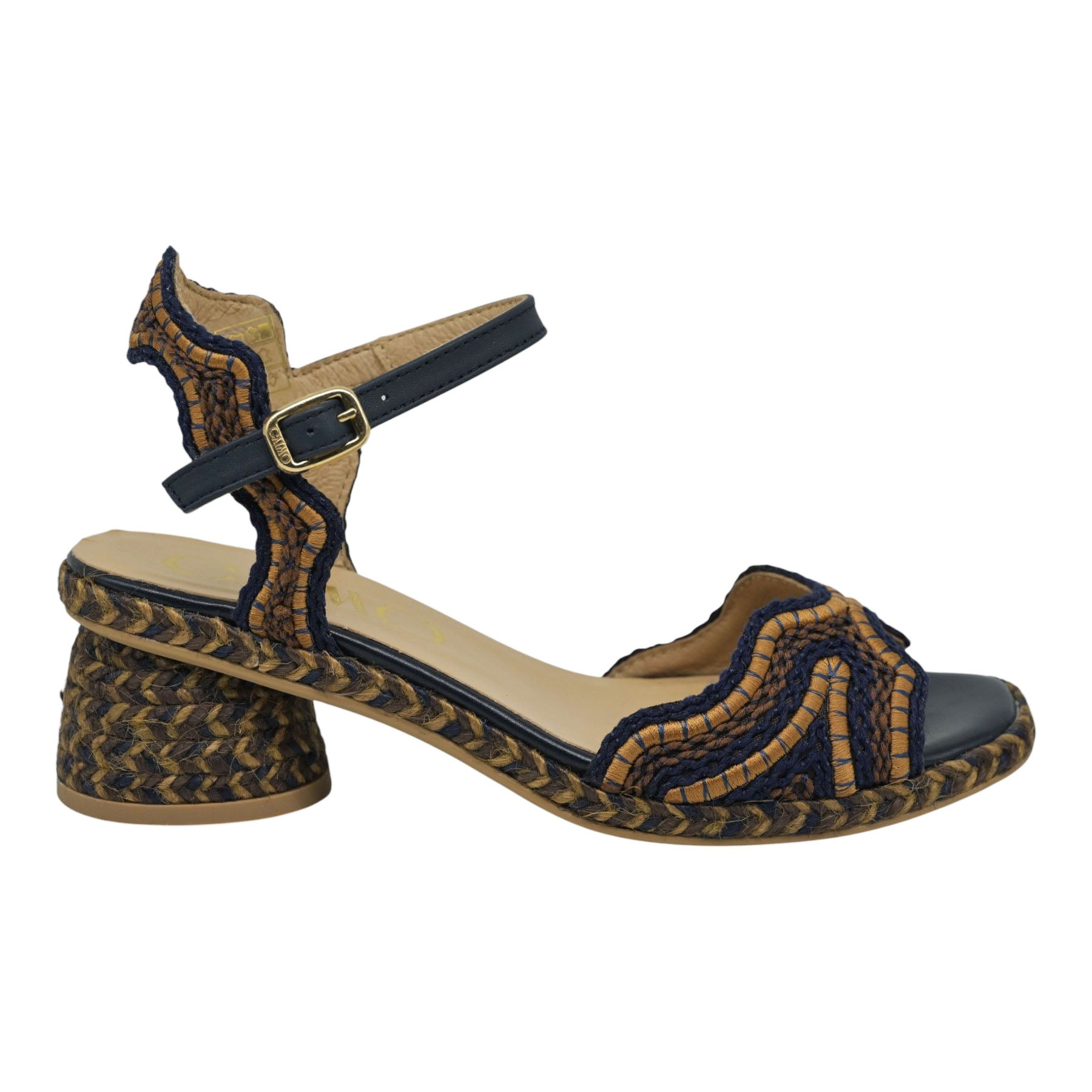 Gaimo Danya Πέδιλα Slingback με Κυμματιστές Φάσες - Κάμελ με Μπλέ