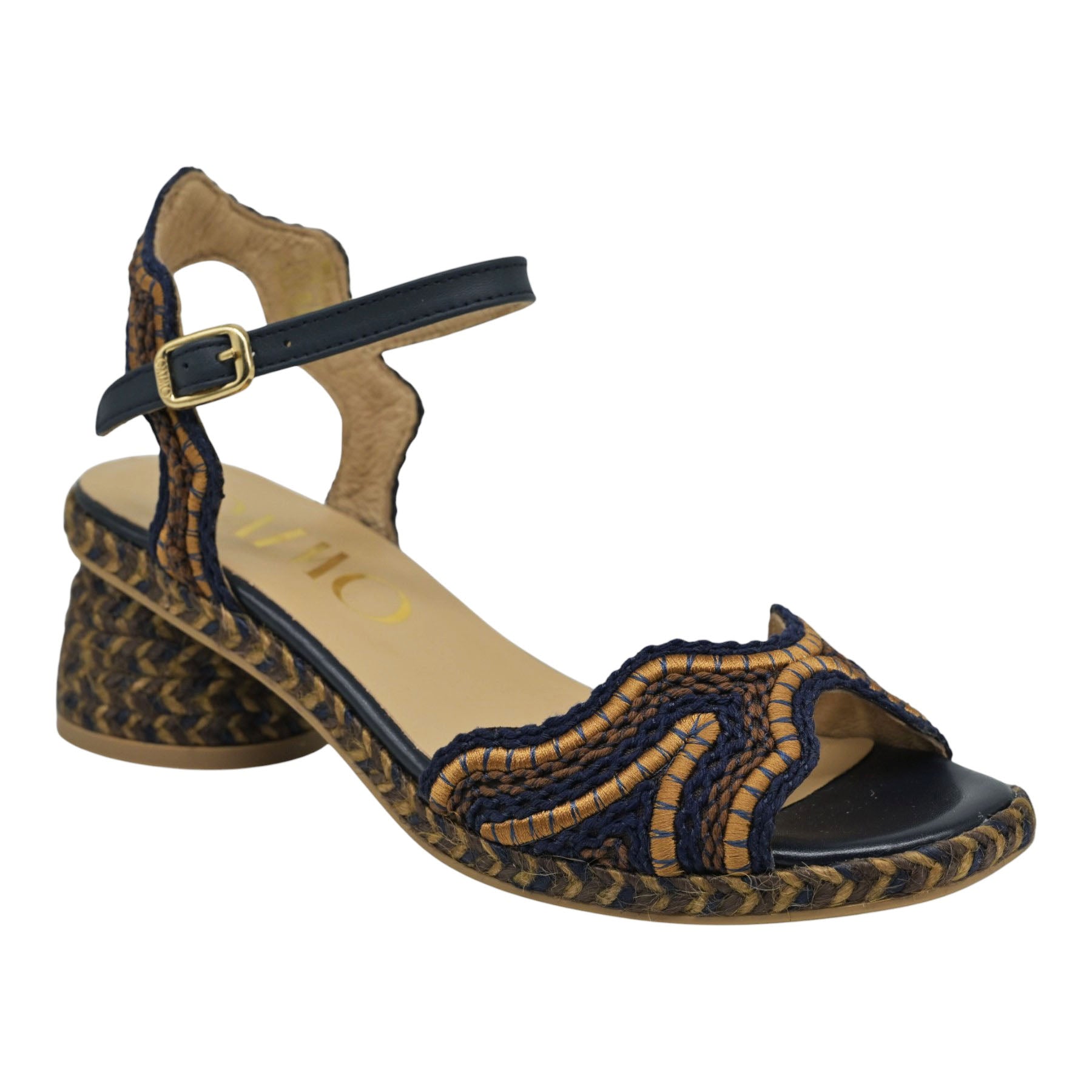 Gaimo Danya Πέδιλα Slingback με Κυμματιστές Φάσες - Κάμελ με Μπλέ