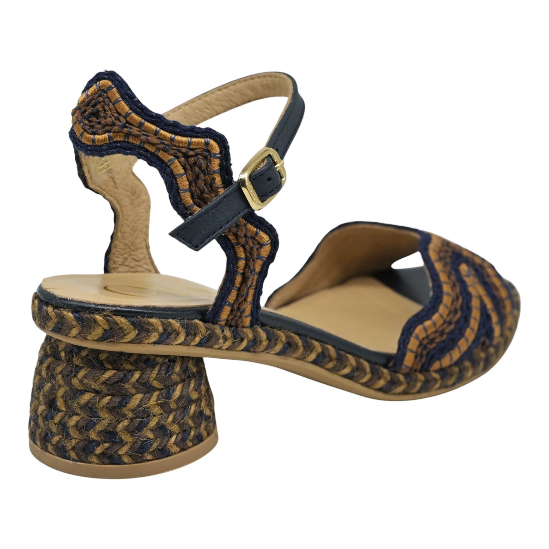 Gaimo Danya Πέδιλα Slingback με Κυμματιστές Φάσες - Κάμελ με Μπλέ
