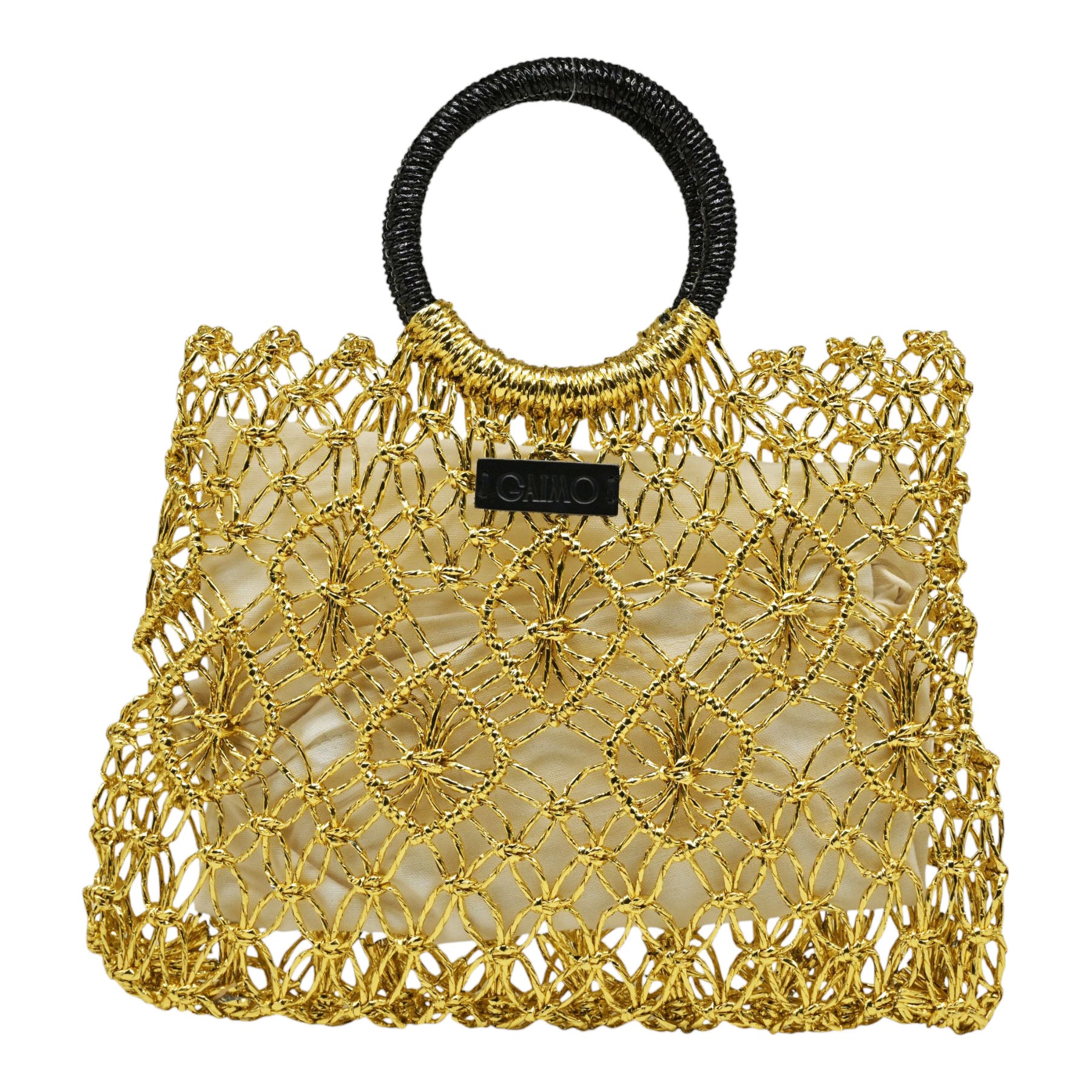 Gaimo Sombra Τσάντα Πλεκτή με Κυκλικές Λαβές - Χρυσή