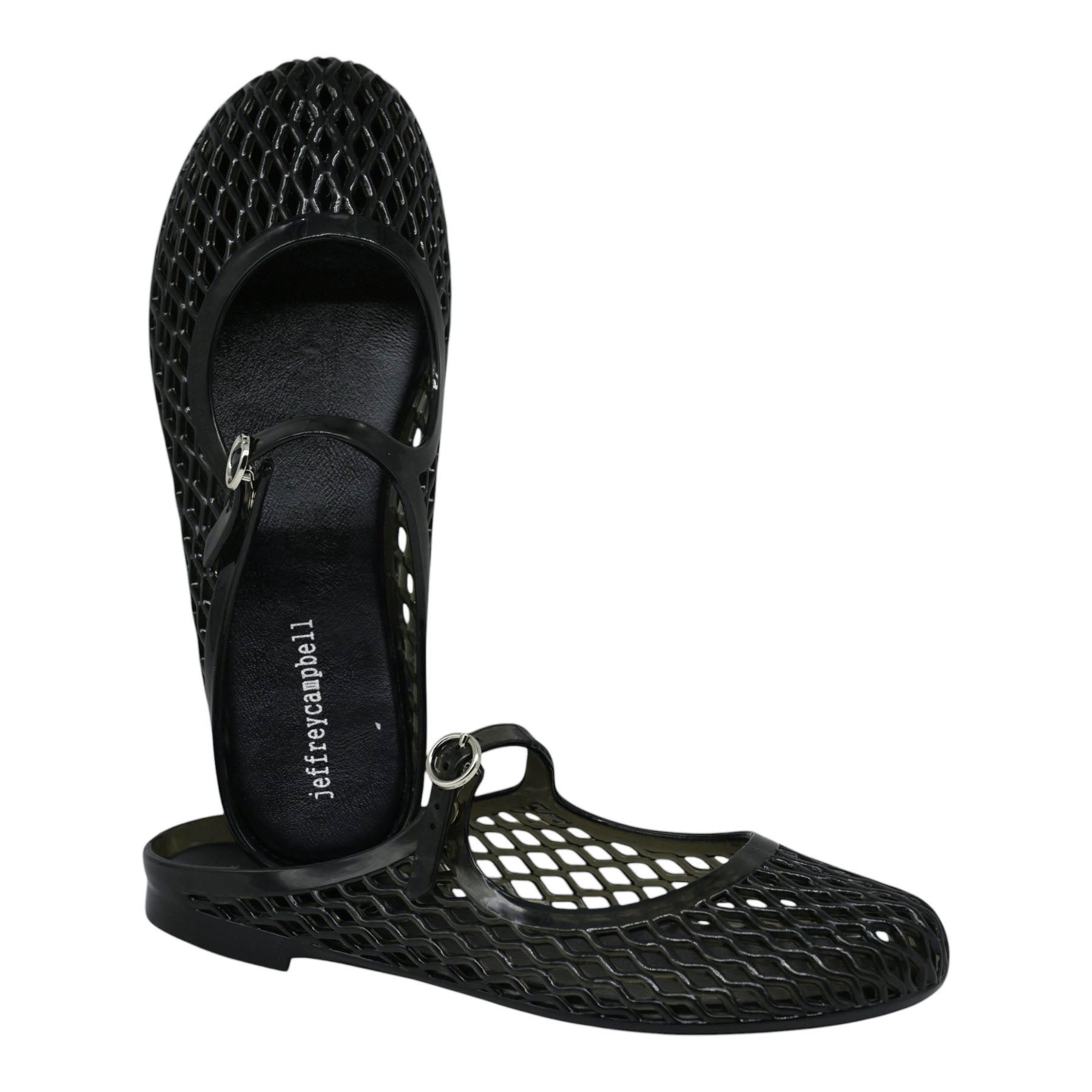 Jeffrey Campbell Adrorable Mules Jelly Διάτρητα με Λουράκι - Μαύρα
