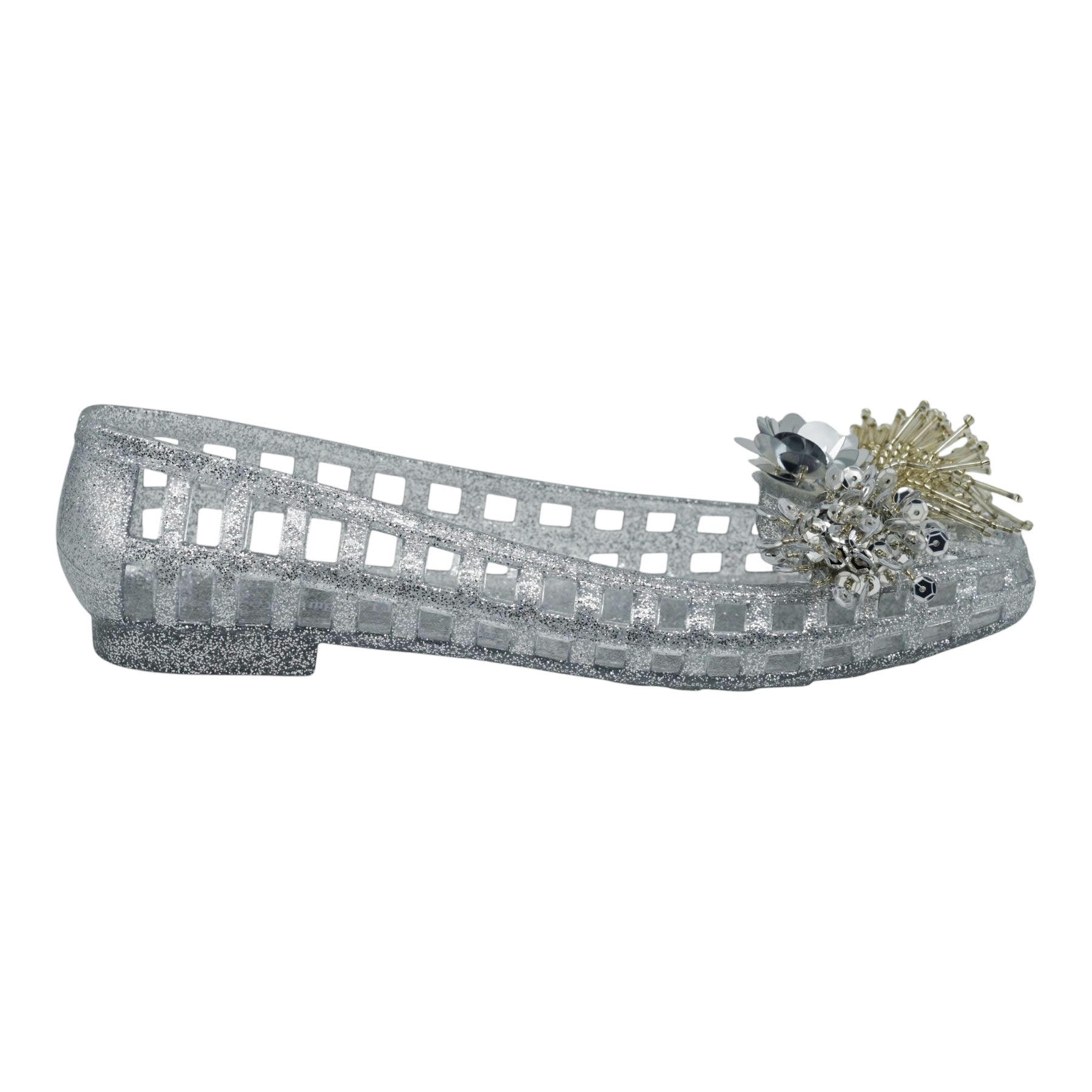 Jeffrey Campbell Danceteria Μπαλαρίνες Jelly Διάτρητες με Χάντρες - Ασημί