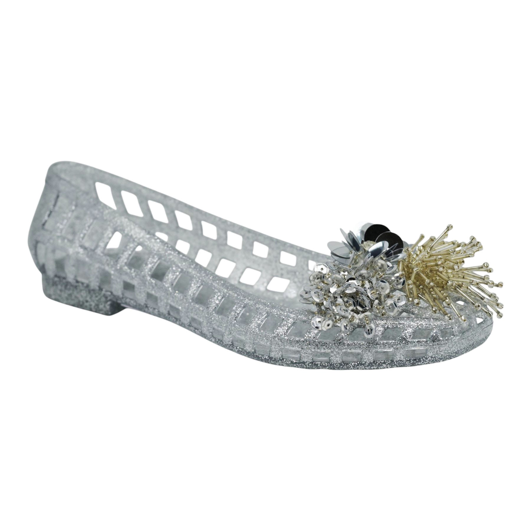 Jeffrey Campbell Danceteria Μπαλαρίνες Jelly Διάτρητες με Χάντρες - Ασημί