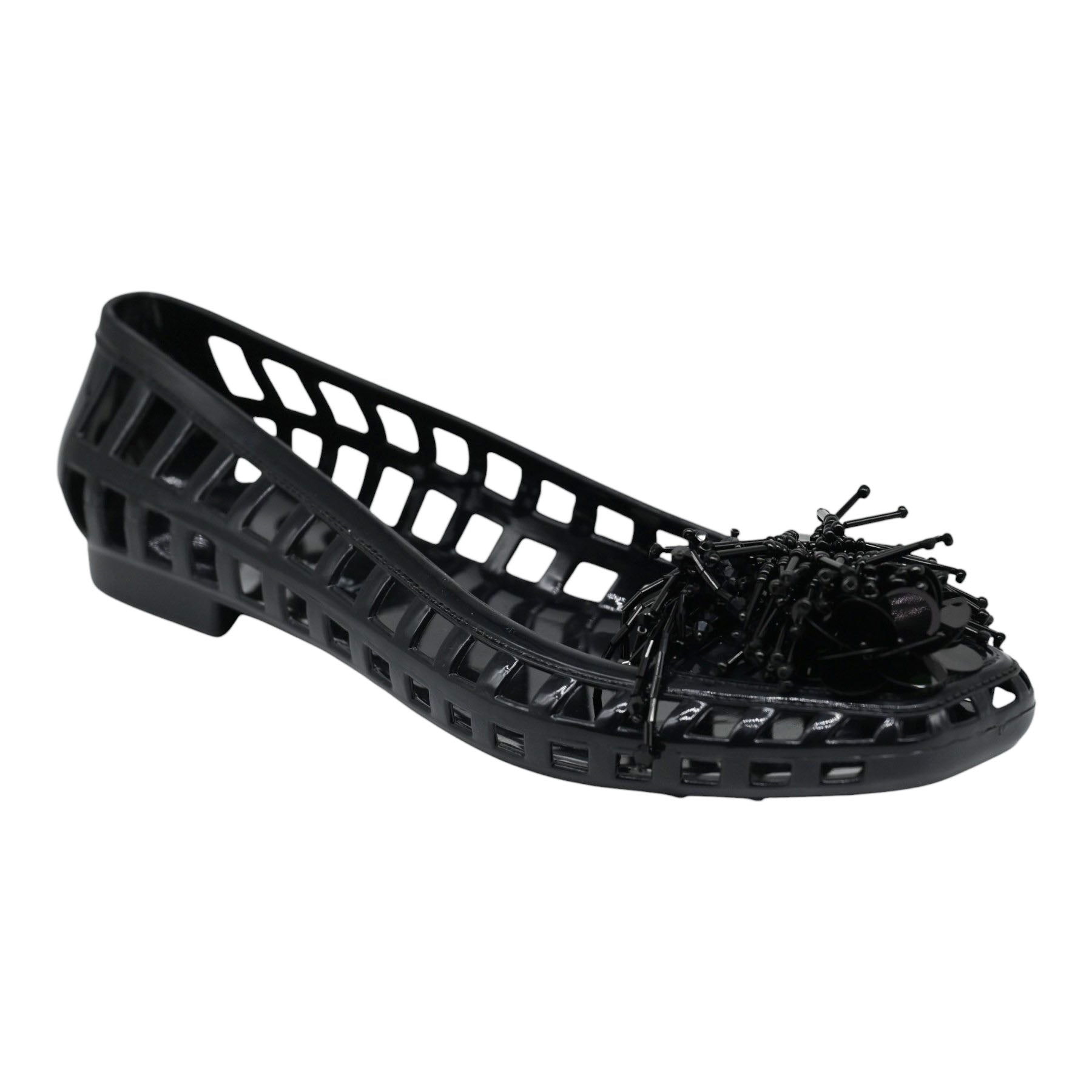 Jeffrey Campbell Danceteria Μπαλαρίνες Jelly Διάτρητες με Χάντρες - Μαύρες
