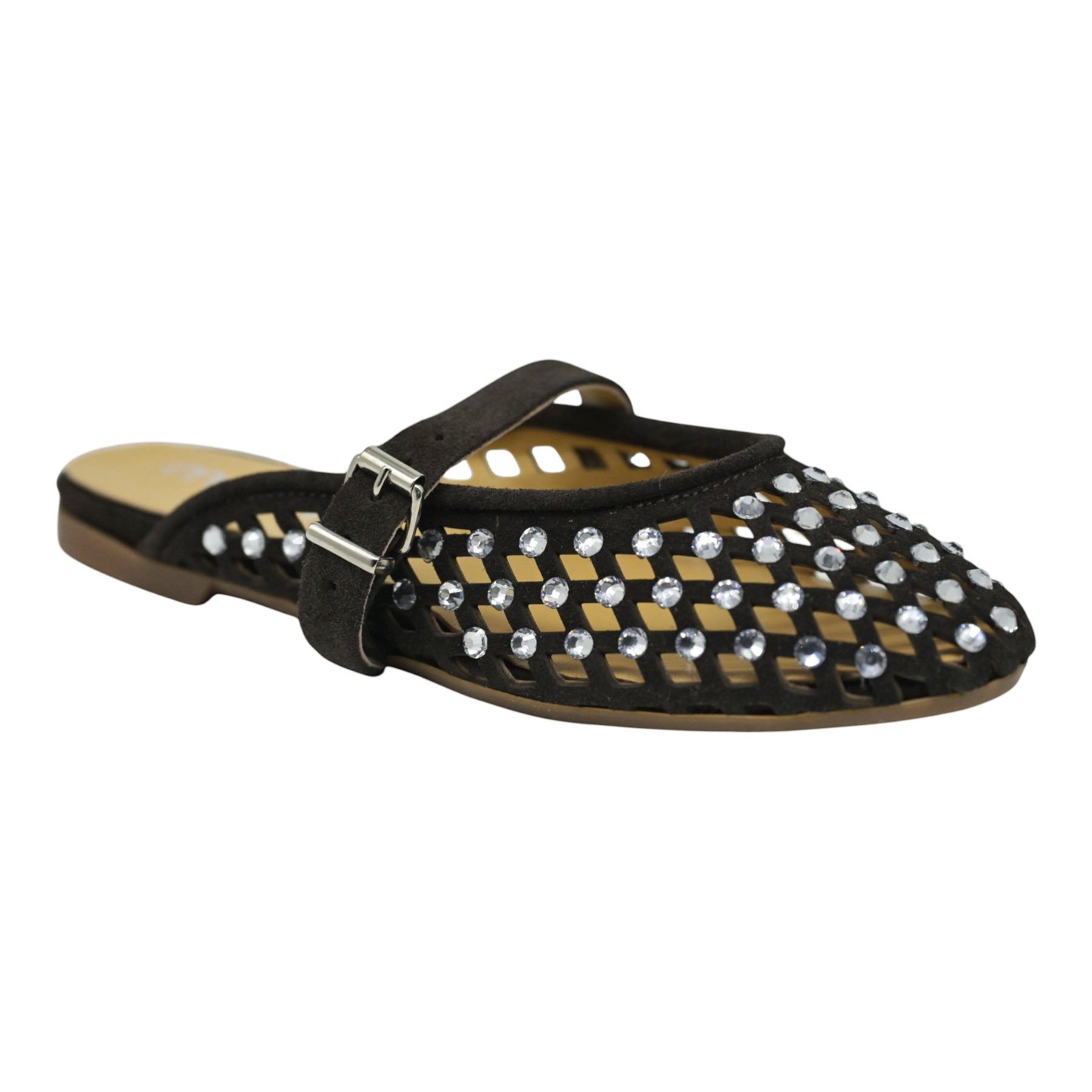 Mimmu 724M8 Μπαλαρίνες Slingback Διάτρητες με Πέτρες - Dark Moro Σουέντ
