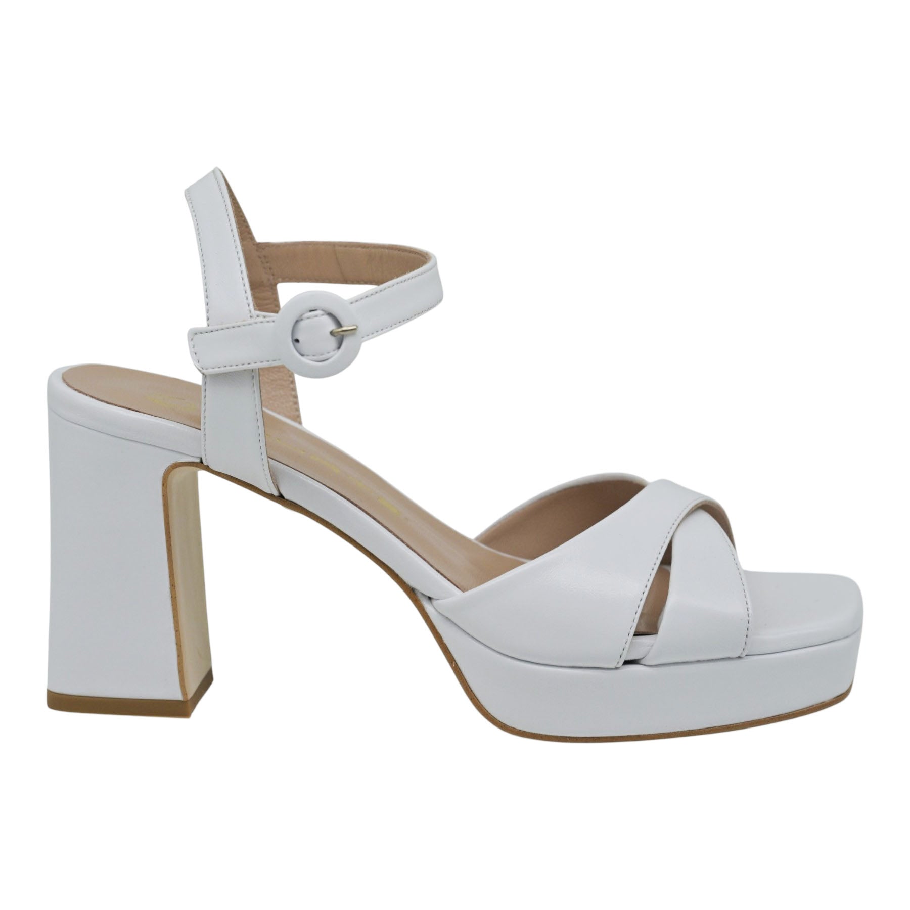 Mourtzi 553G08 Πέδιλα με Λουράκια Χιαστί και Φιάπα - Άσπρα