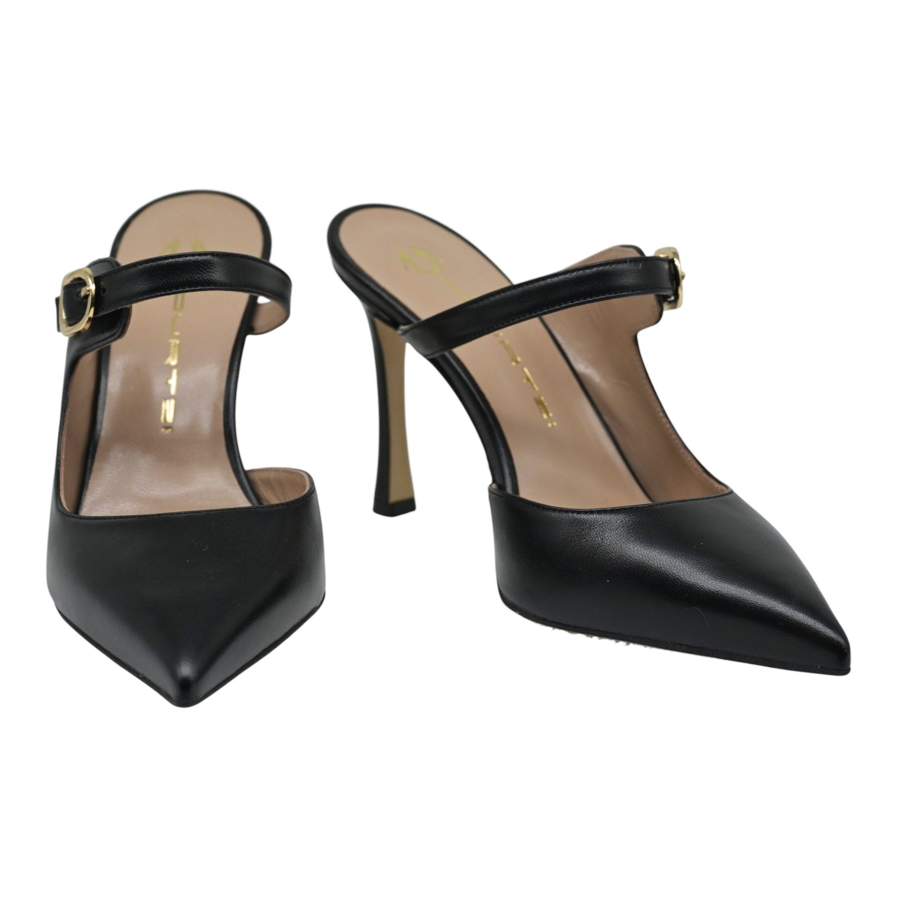 Mourtzi 85714 Mules με Ψηλό Τακούνι και Αγκράφα - Μαύρα